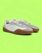 ACNE STUDIOS WHITE LEATHER AND GREY SUEDE PANEL RETRO GUM