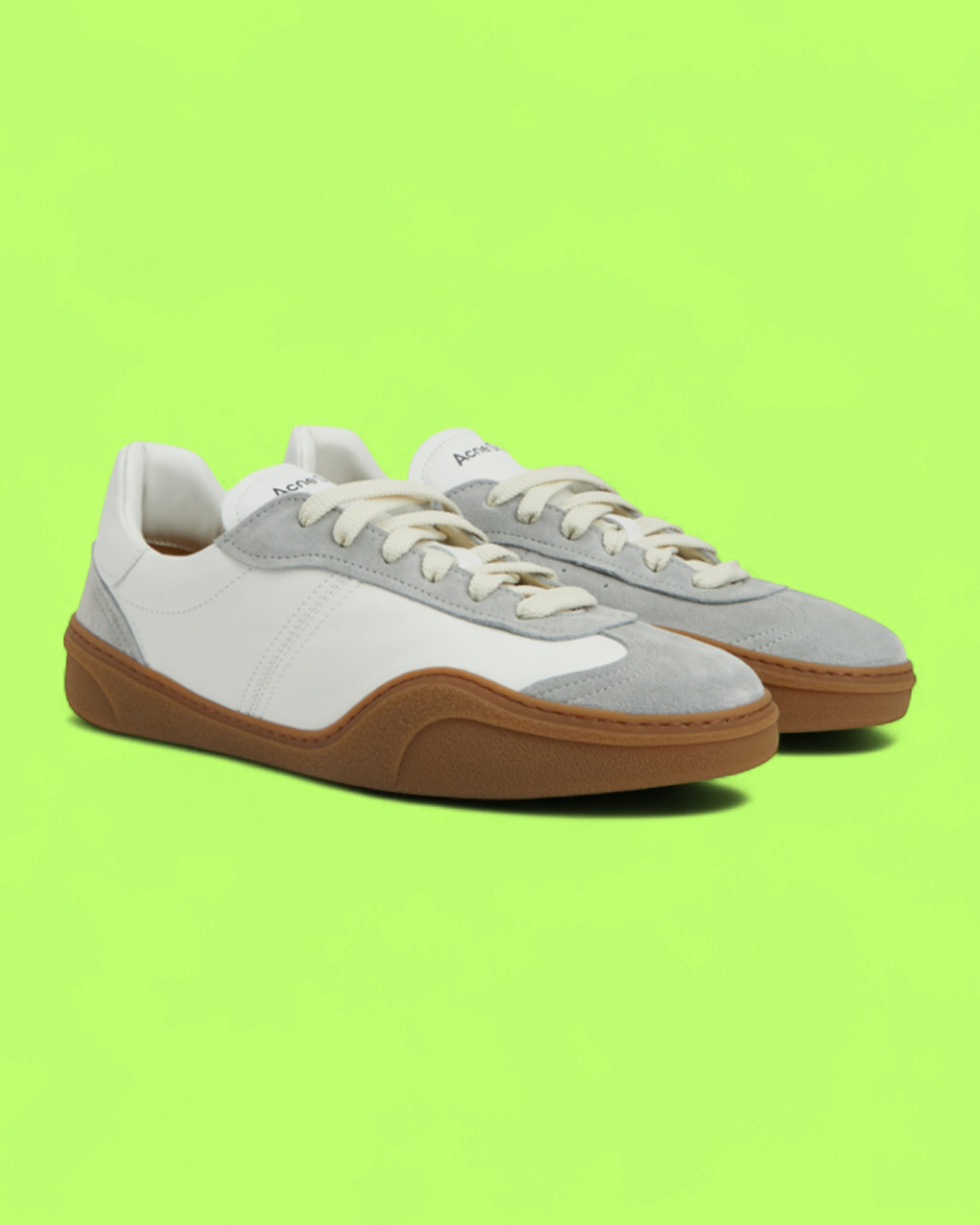 ACNE STUDIOS WHITE LEATHER AND GREY SUEDE PANEL RETRO GUM