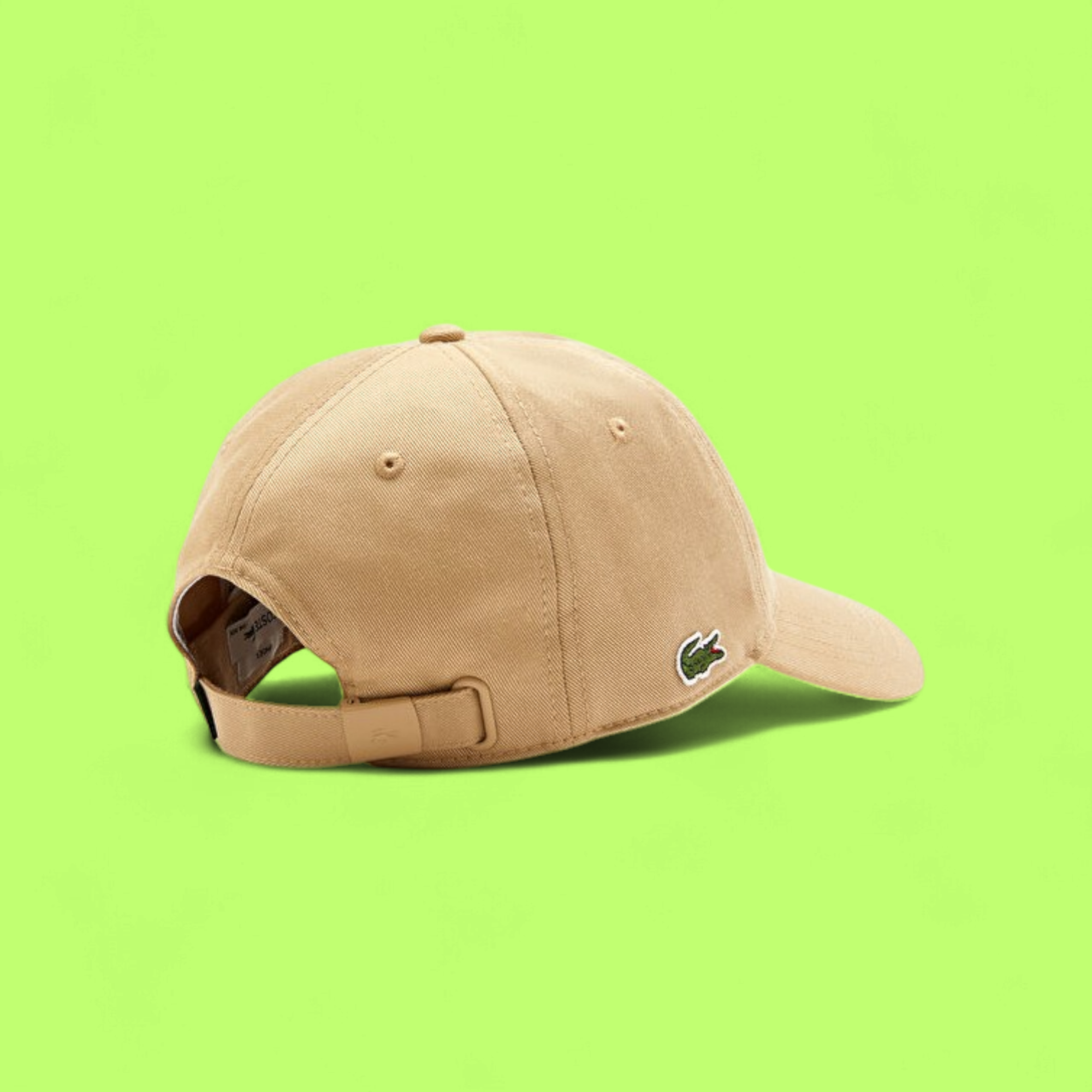 LACOSTE BEIGE CAP WITH ICONIC GREEN CROCODILE LOGO CWCD