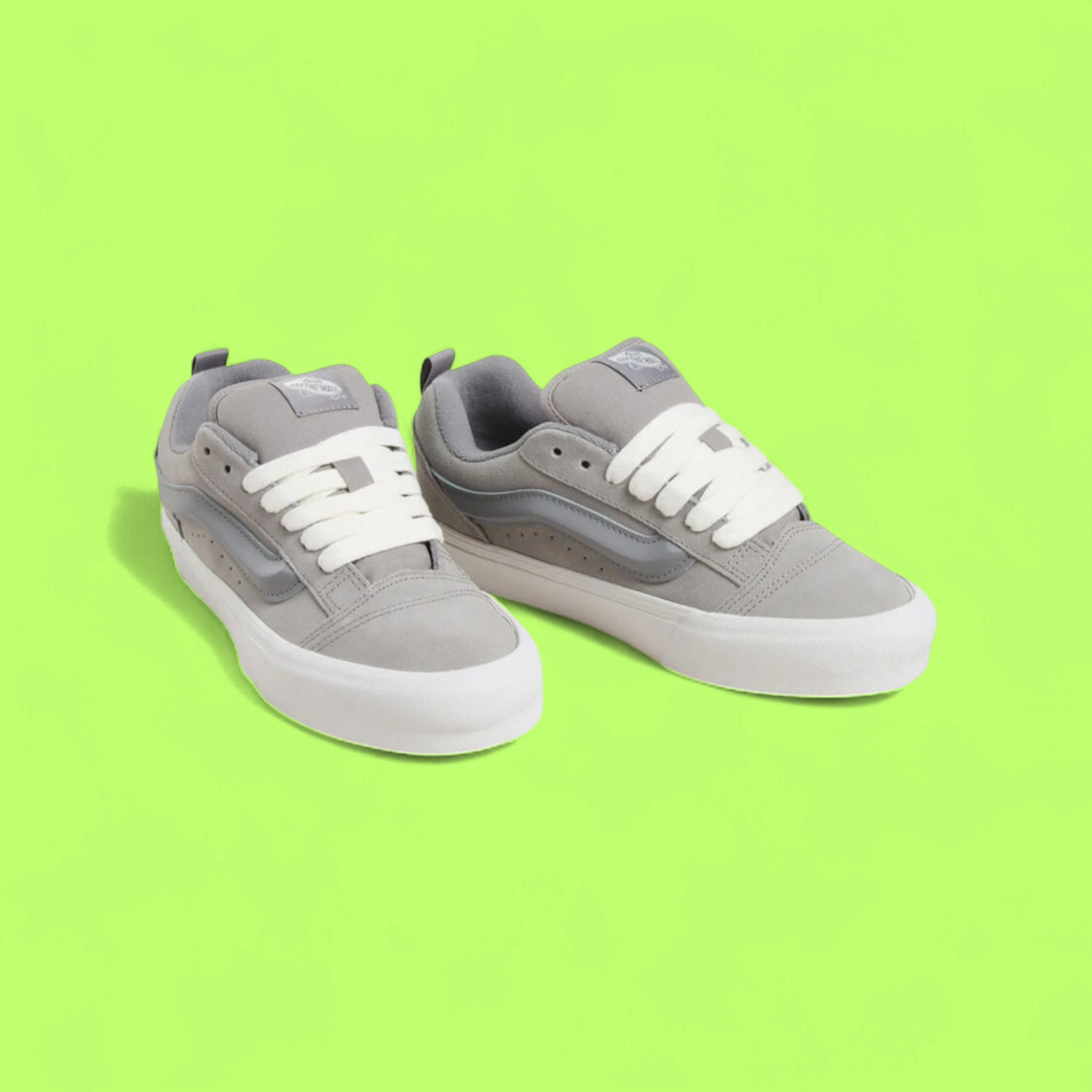 VANS KNU SKOOL MEN'S GREY SUEDE AND CANVAS LOW-TOP SNEAKERS