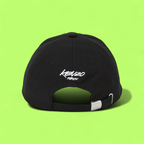 KENZO BLACK CAP WITH ORANGE EMBROIDERED FLOWER PATCH CWCD