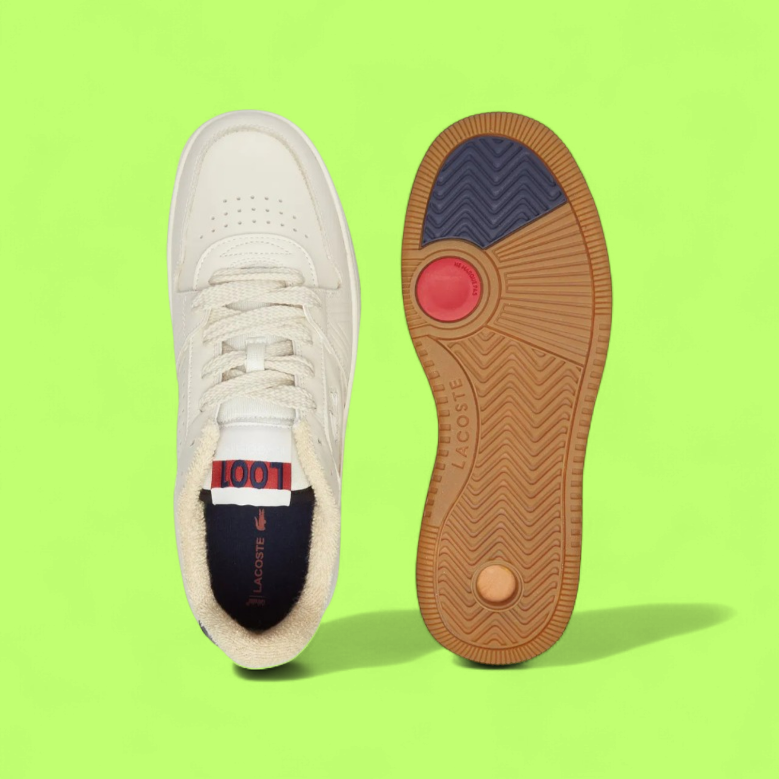 LACOSTE L001 SET MEN'S BEIGE LEATHER AND SUEDE CASUAL SNEAKERS