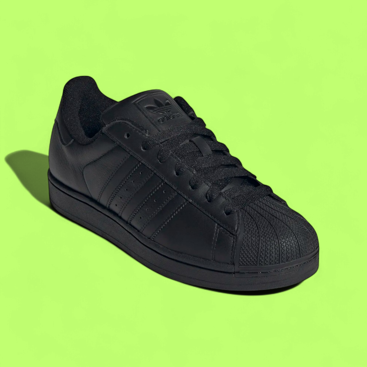 ADIDAS SUPERSTAR II UNISEX BLACK LEATHER CLASSIC CASUAL SNEAKERS
