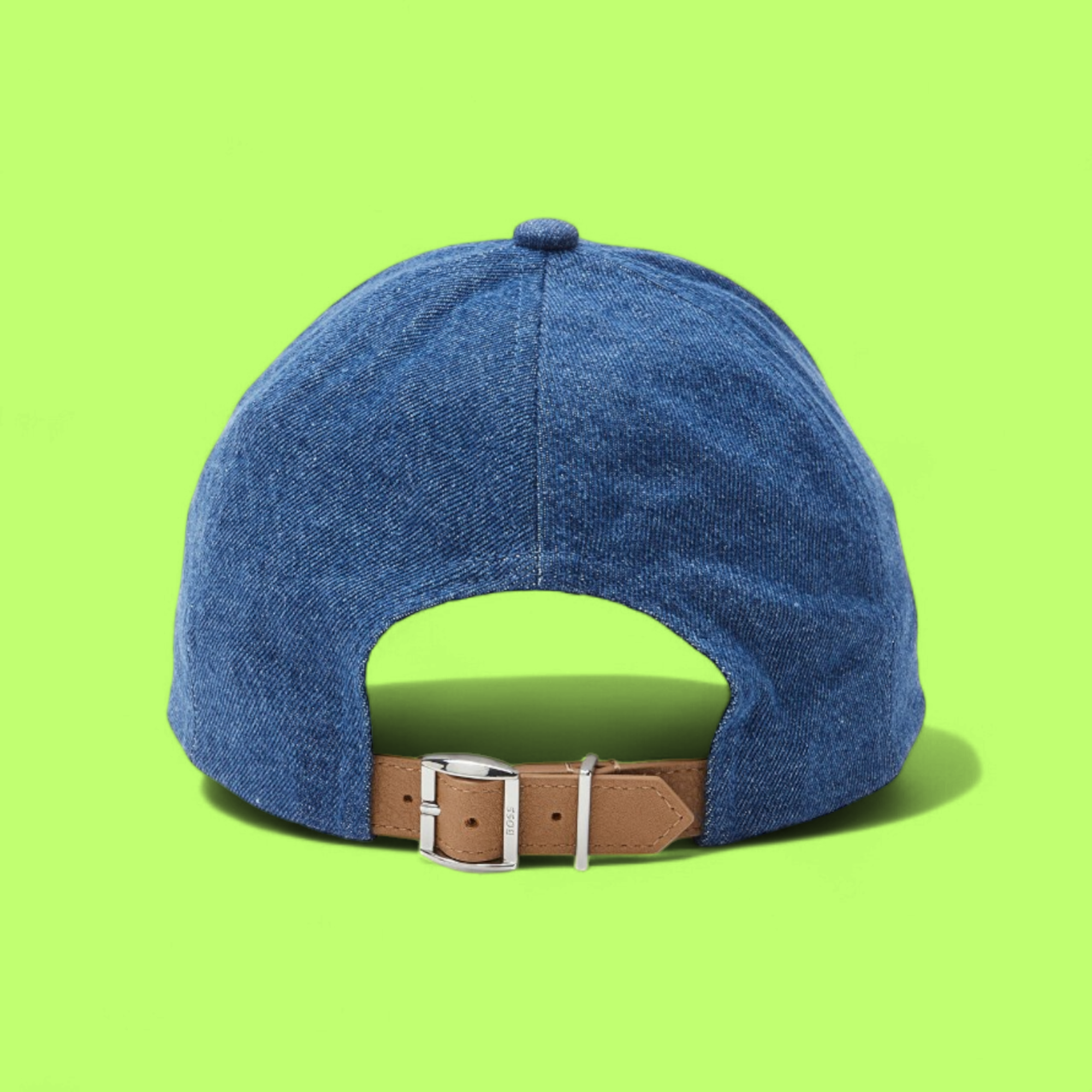 HUGO BOSS BLUE DENIM CAP WITH LARGE WHITE EMBOSSED B LOGO