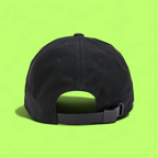 BLACK BASEBALL CAP WITH DARK METAL EMBLEM AND STREETWEAR
