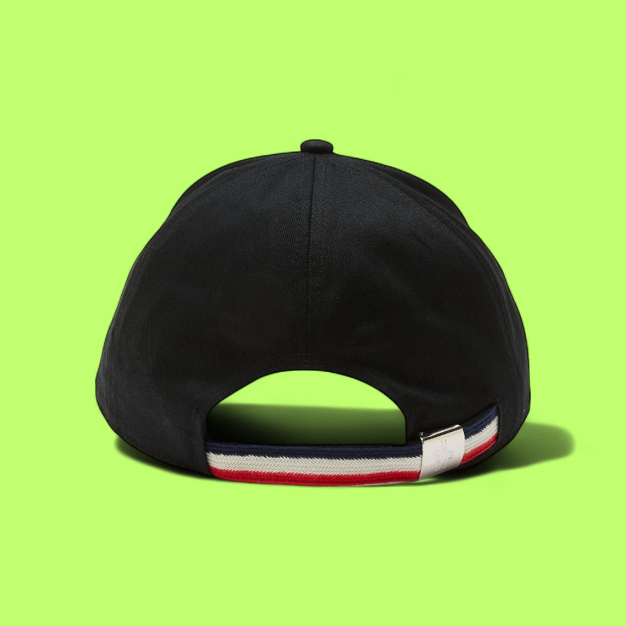 BLACK MONCLER BASEBALL CAP WITH EMBROIDERED LOGO AND STRAP