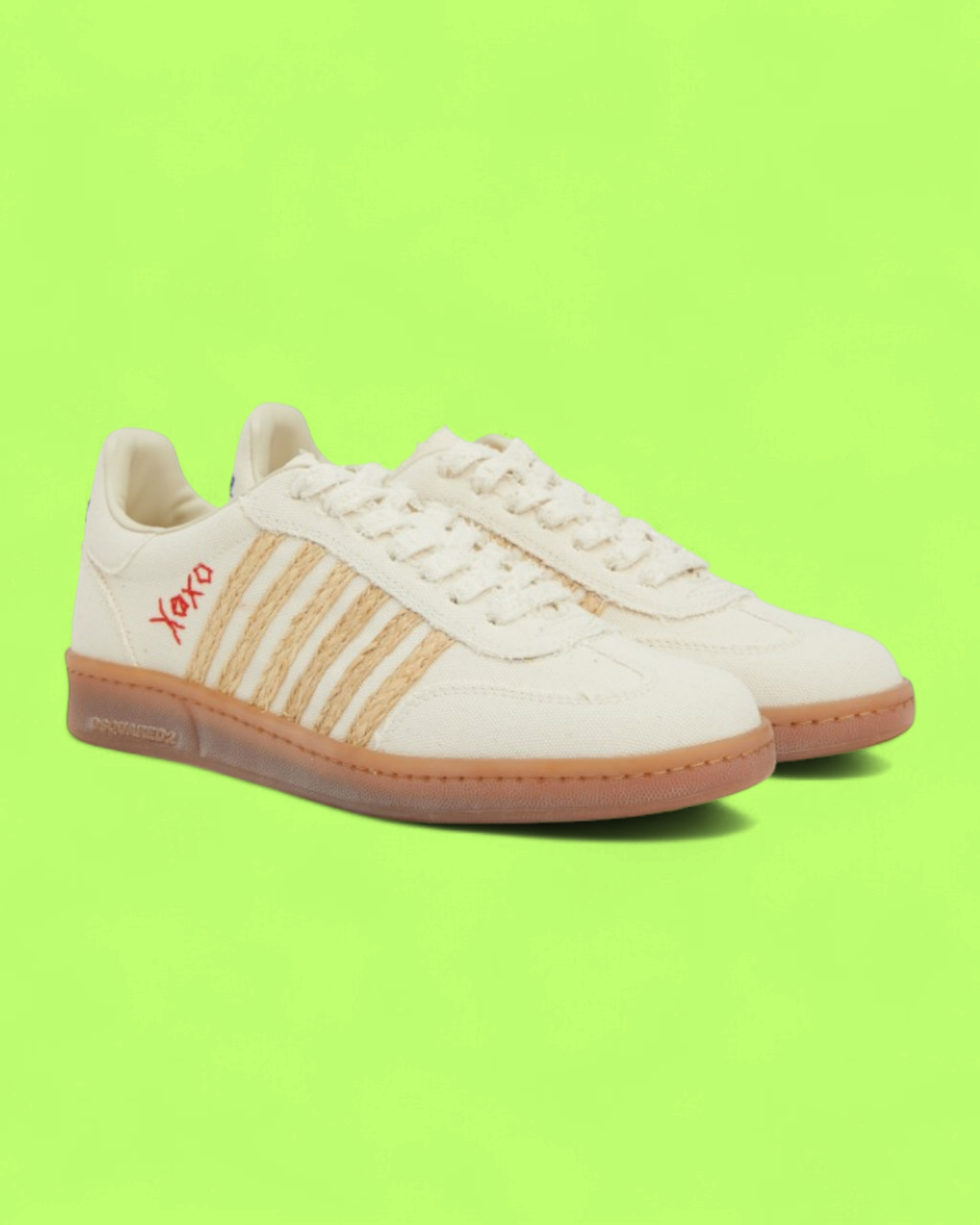 DSQUARED2 XOXO EMBROIDERED CANVAS SNEAKER WITH GUM SOLE