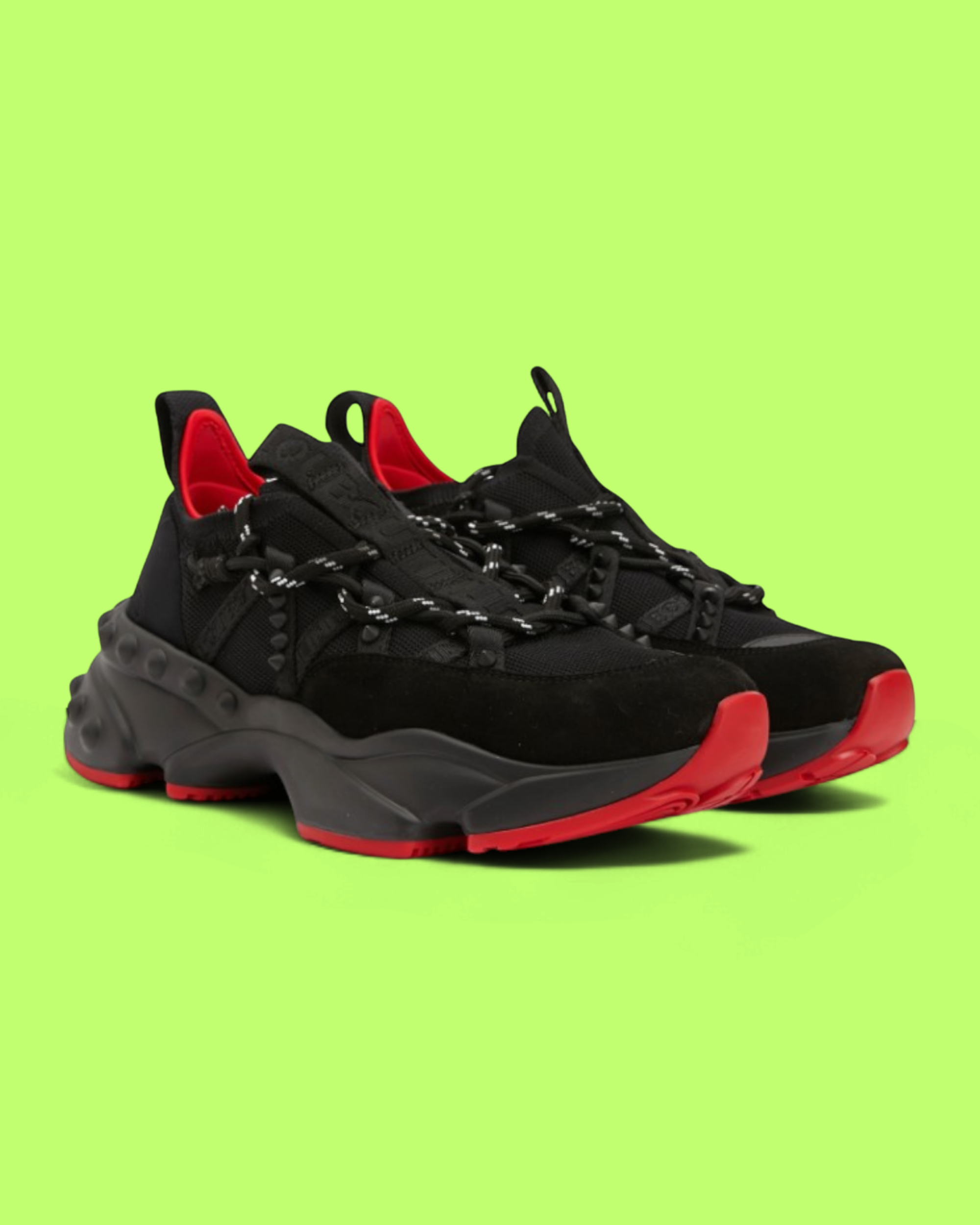 CHRISTIAN LOUBOUTIN RED RUNNER BLACK RED OUTSOLE SNEAKER