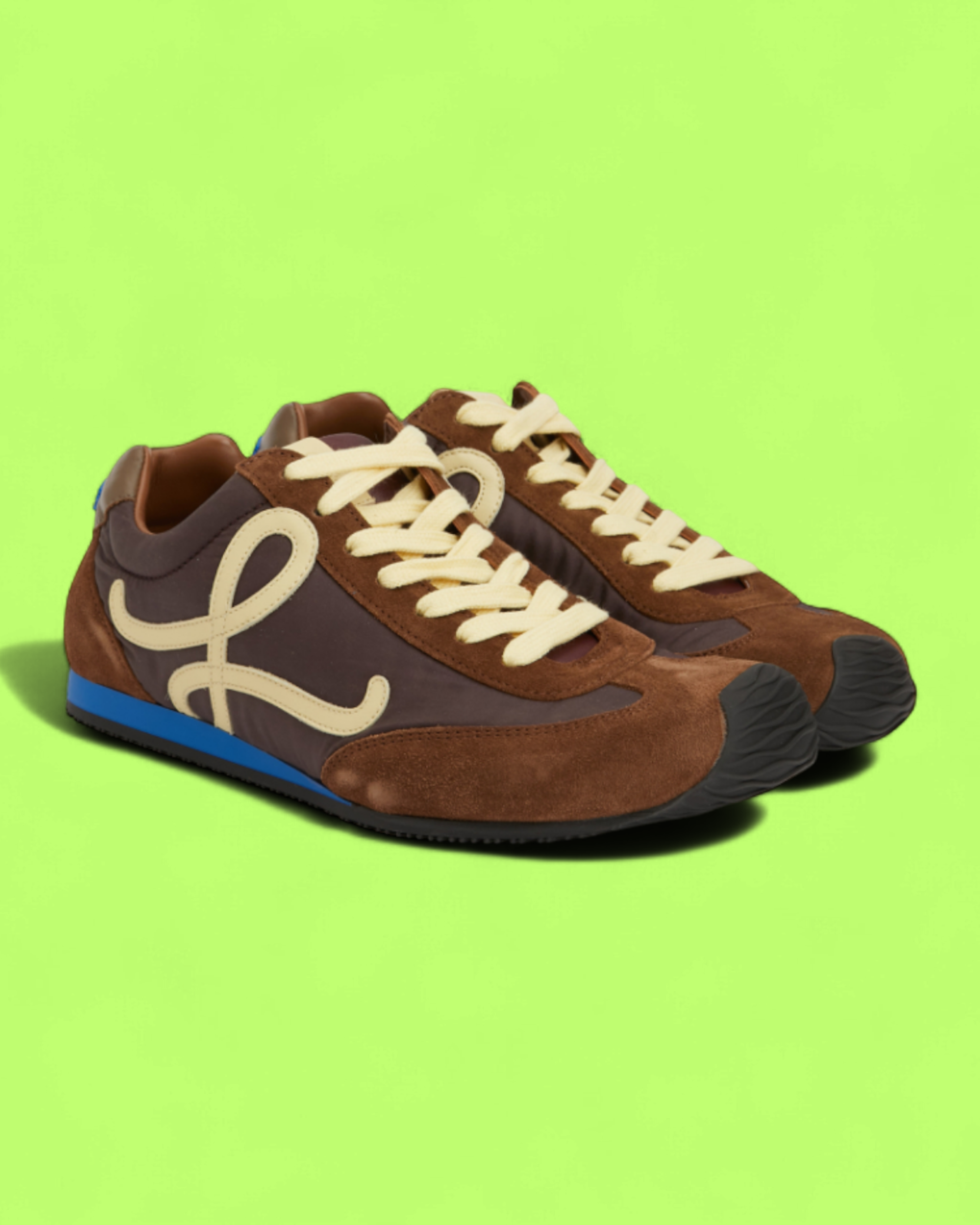 LOEWE BROWN SUEDE RETRO SNEAKERS WITH ICONIC L LOGO ICON CWCD