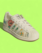 ADIDAS SUPERSTAR FLORAL EMBROIDERED WHITE CASUAL RETRO SNEAKER