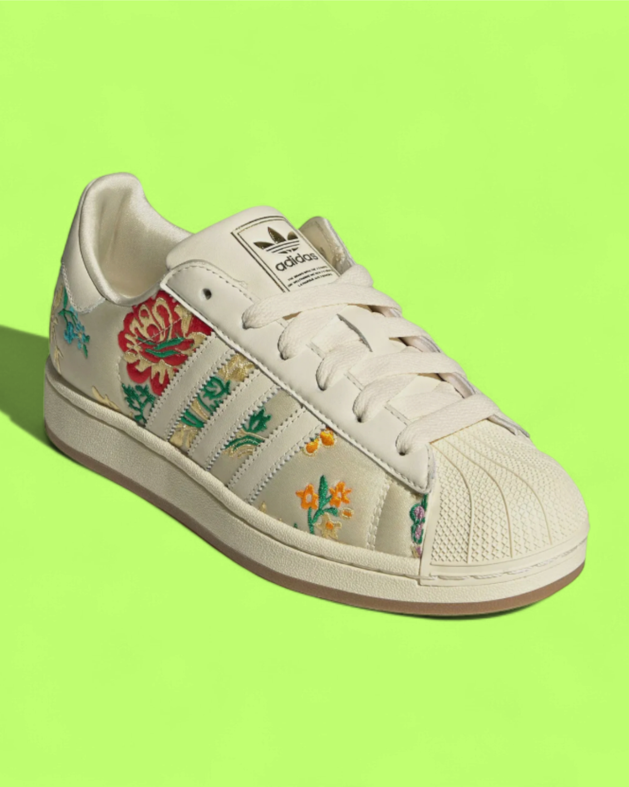 ADIDAS SUPERSTAR FLORAL EMBROIDERED WHITE CASUAL RETRO SNEAKER
