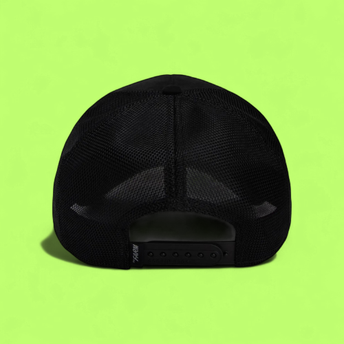 DADDY SPIDER BLACK TRUCKER HAT WITH EMBROIDERED PATCH