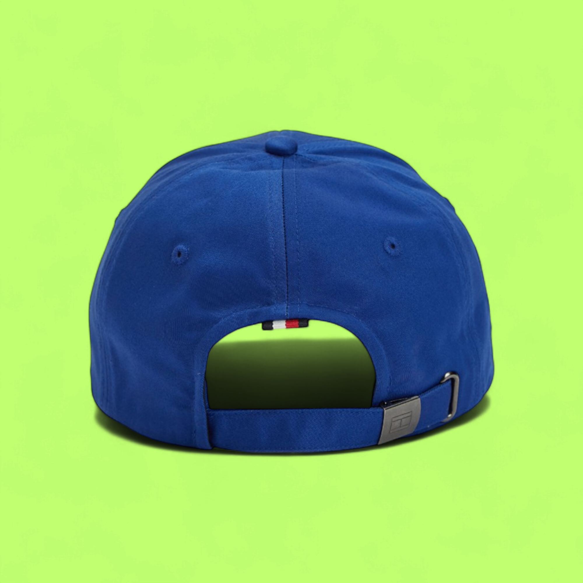 TOMMY HILFIGER BLUE COTTON CAP WITH SMALL EMBROIDERED FLAG