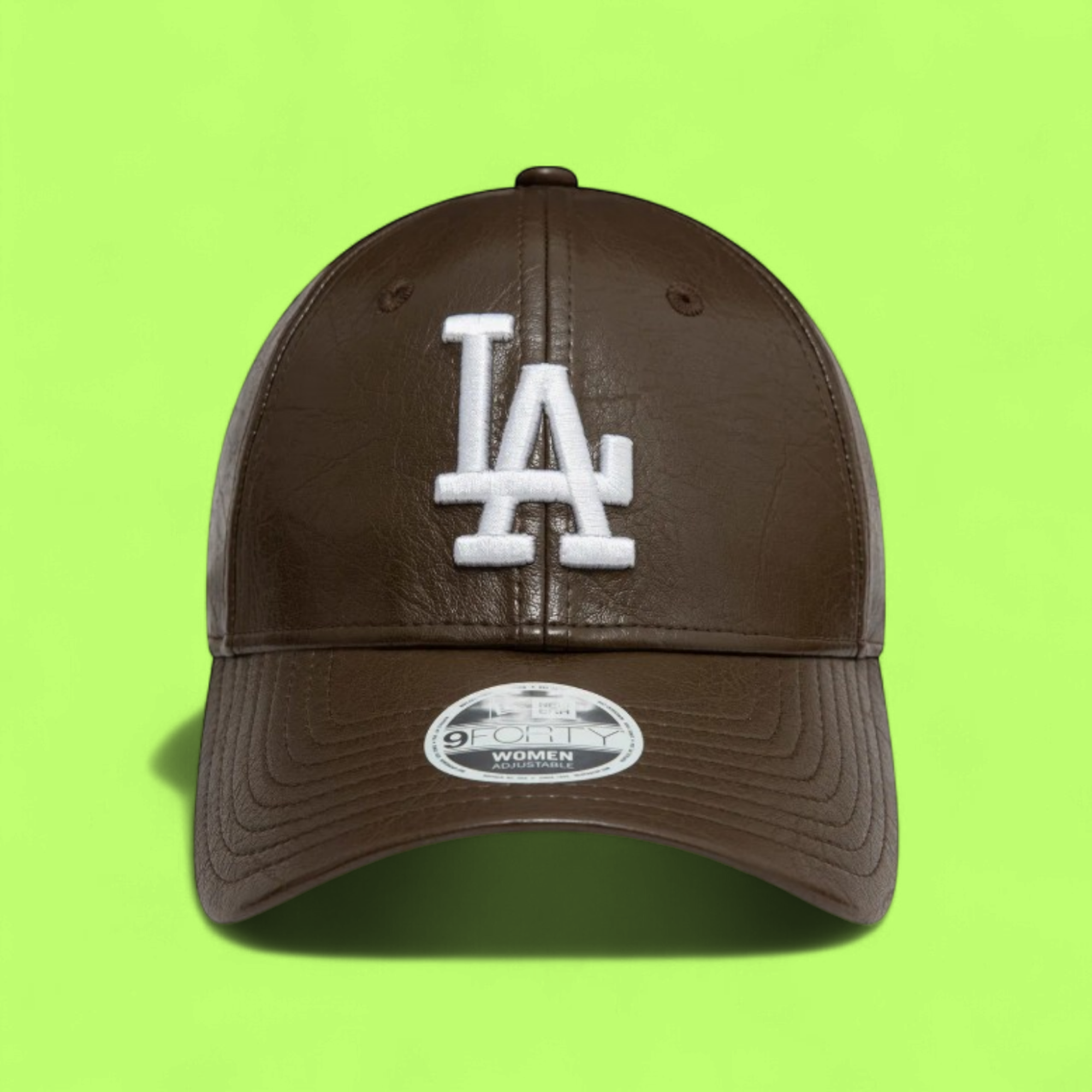 LOS ANGELES DODGERS BROWN LEATHER CAP WITH WHITE LA LOGO