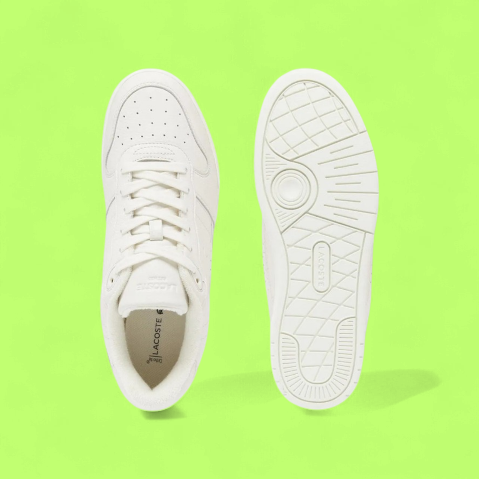 LACOSTE T-CLIP MEN'S WHITE LEATHER RETRO COURT STYLE SNEAKERS