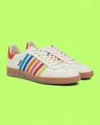 DSQUARED2 DAN RAINBOW STRIPED LEATHER SNEAKER GUM SOLE
