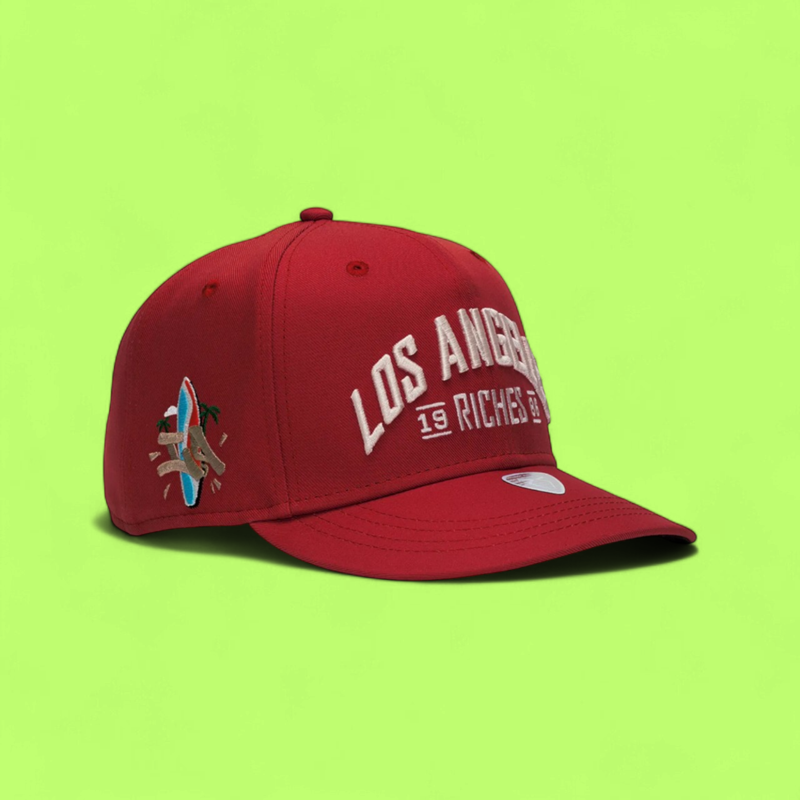 RED BASEBALL CAP WITH LOS ANGELES EMBROIDERY FRONT DESIGN