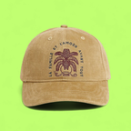 BEIGE BASEBALL CAP WITH PALM TREE AND FRENCH TEXT EMBROIDERY