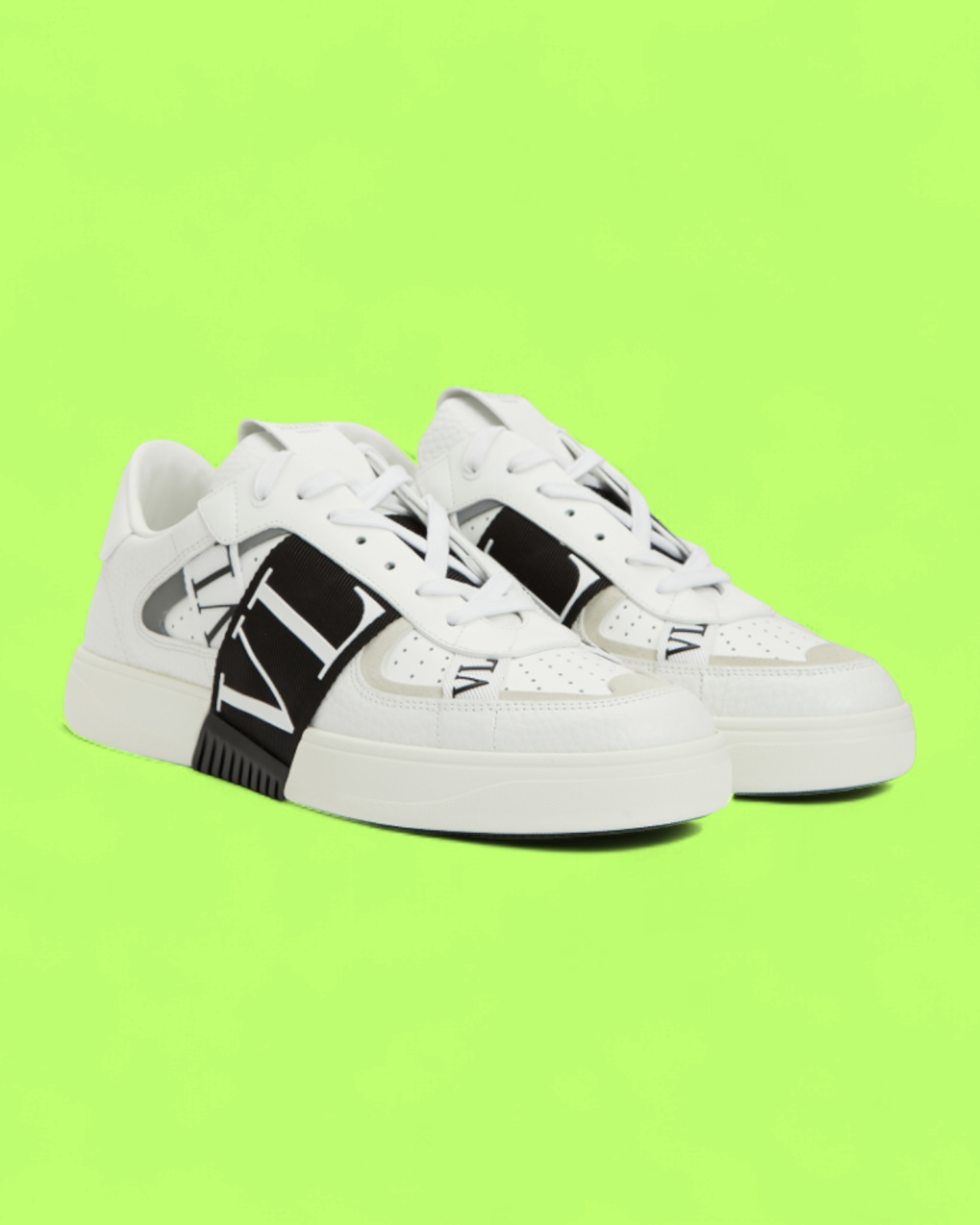 VALENTINO GARAVANI WHITE VLTN LOGO PREMIUM LEATHER SNEAKERS