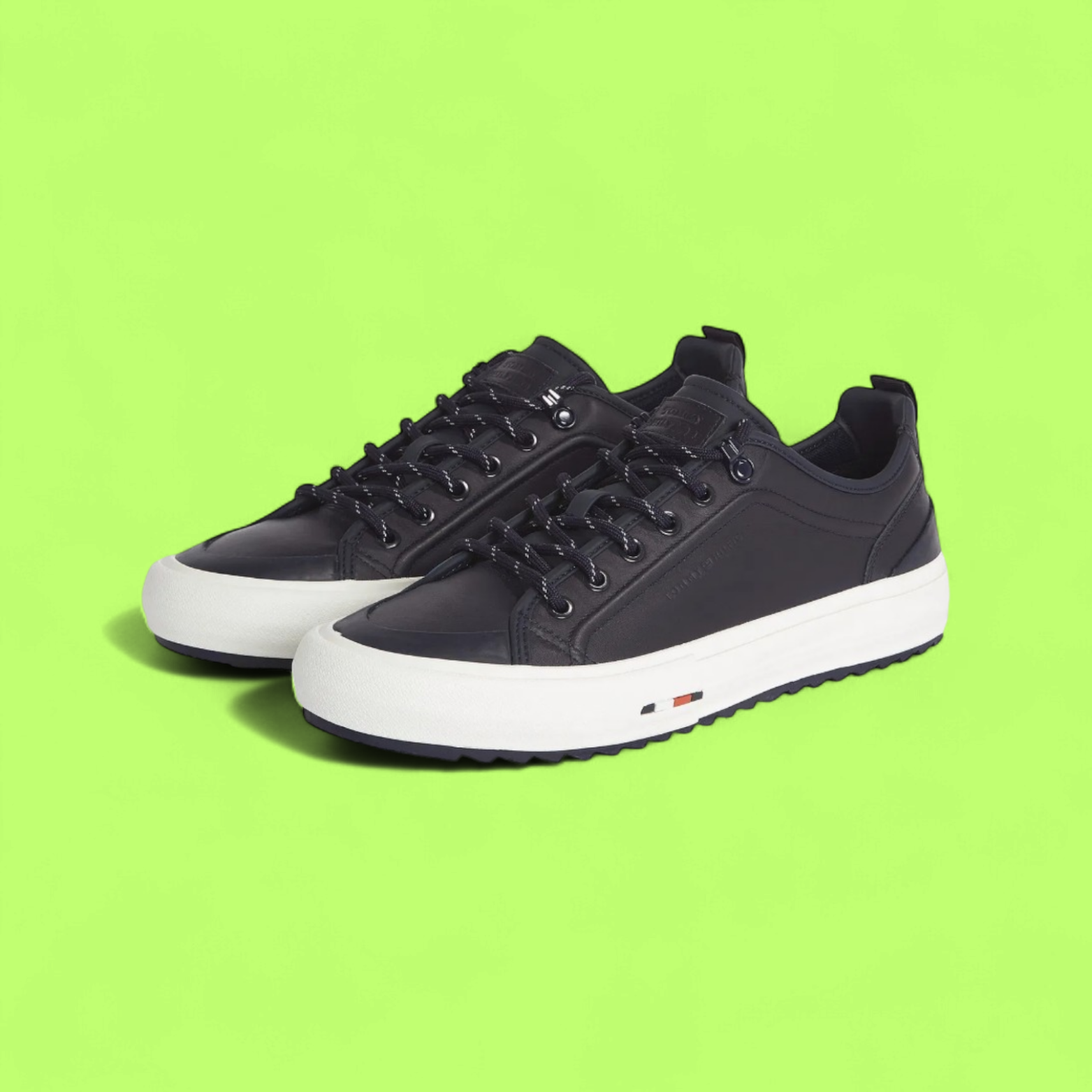 TOMMY HILFIGER CLEAT LOW MEN'S BLUE LEATHER CASUAL COURT SNEAKERS