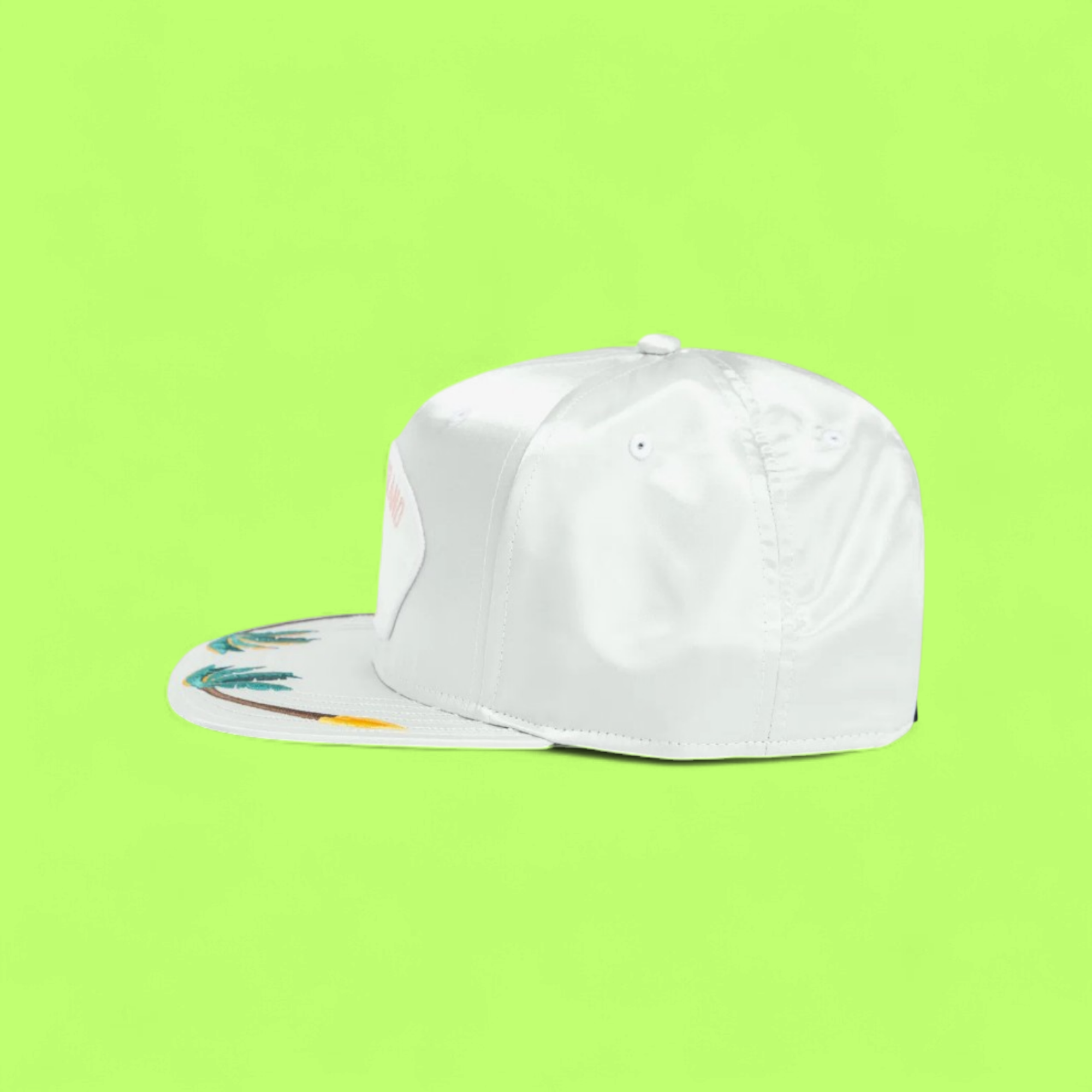 CONEY ISLAND WHITE SNAPBACK HAT WITH TROPICAL EMBROIDERY