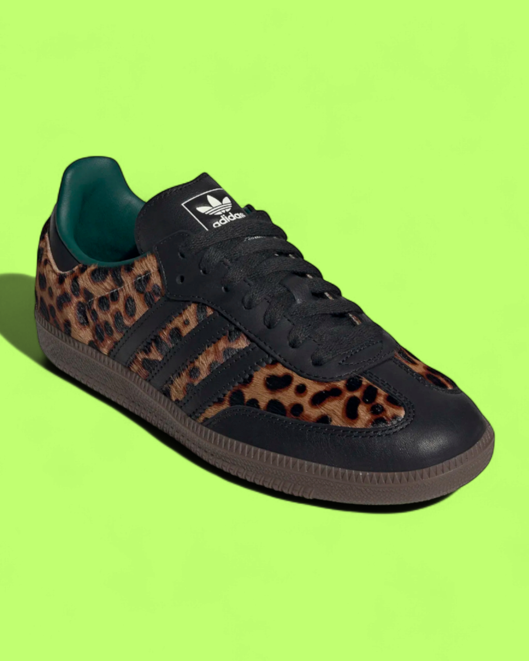 ADIDAS SAMBA LEOPARD PRINT BLACK GREEN ANIMAL PATTERN SNEAKERS