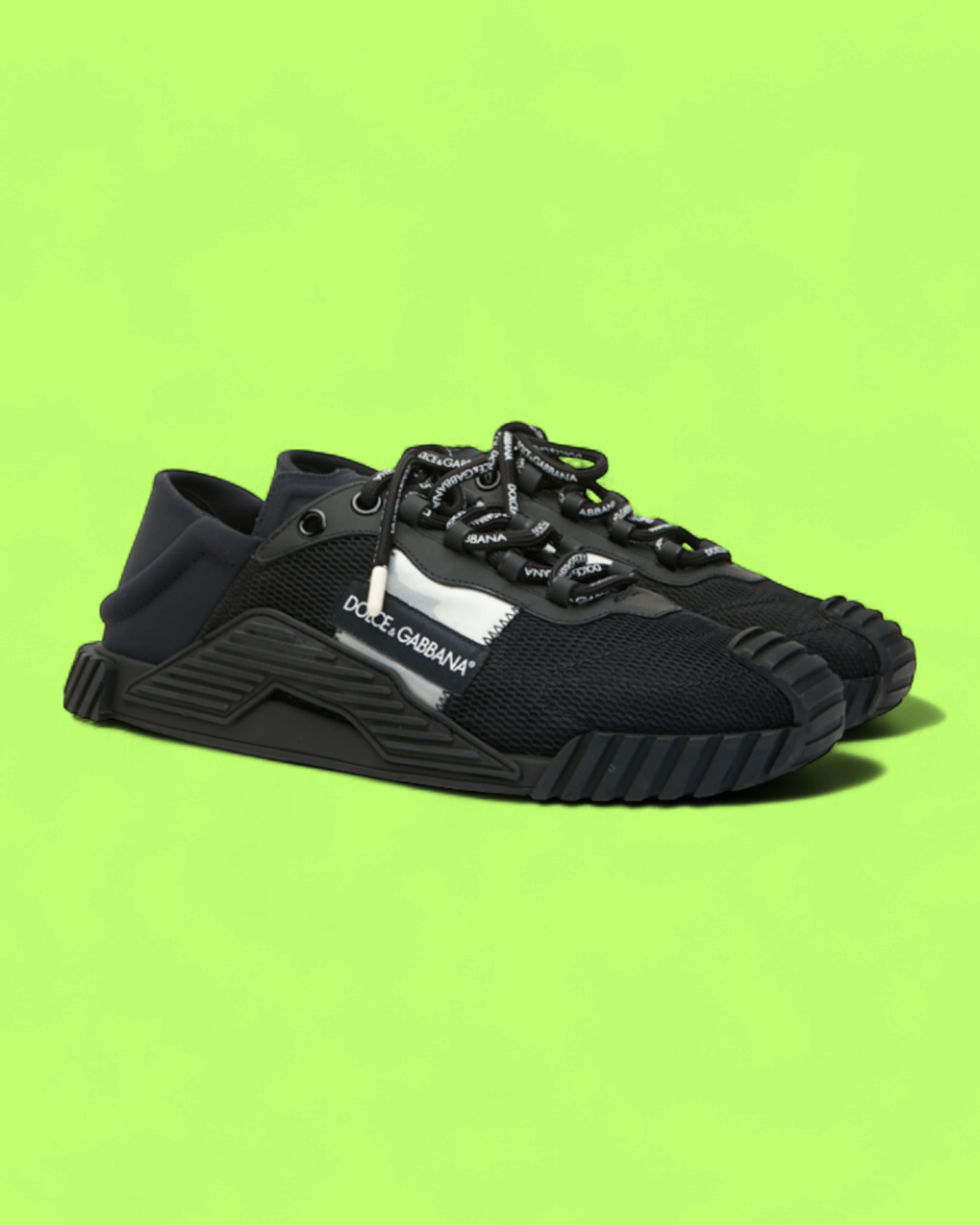 DOLCE & GABBANA BLACK NEOPRENE TECHNICAL LOW TOP SNEAKERS