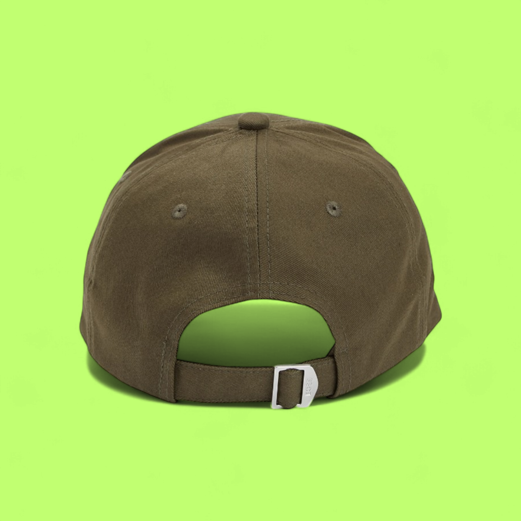 HUGO BOSS KHAKI COTTON CAP WITH WHITE EMBROIDERED LOGO FRONT