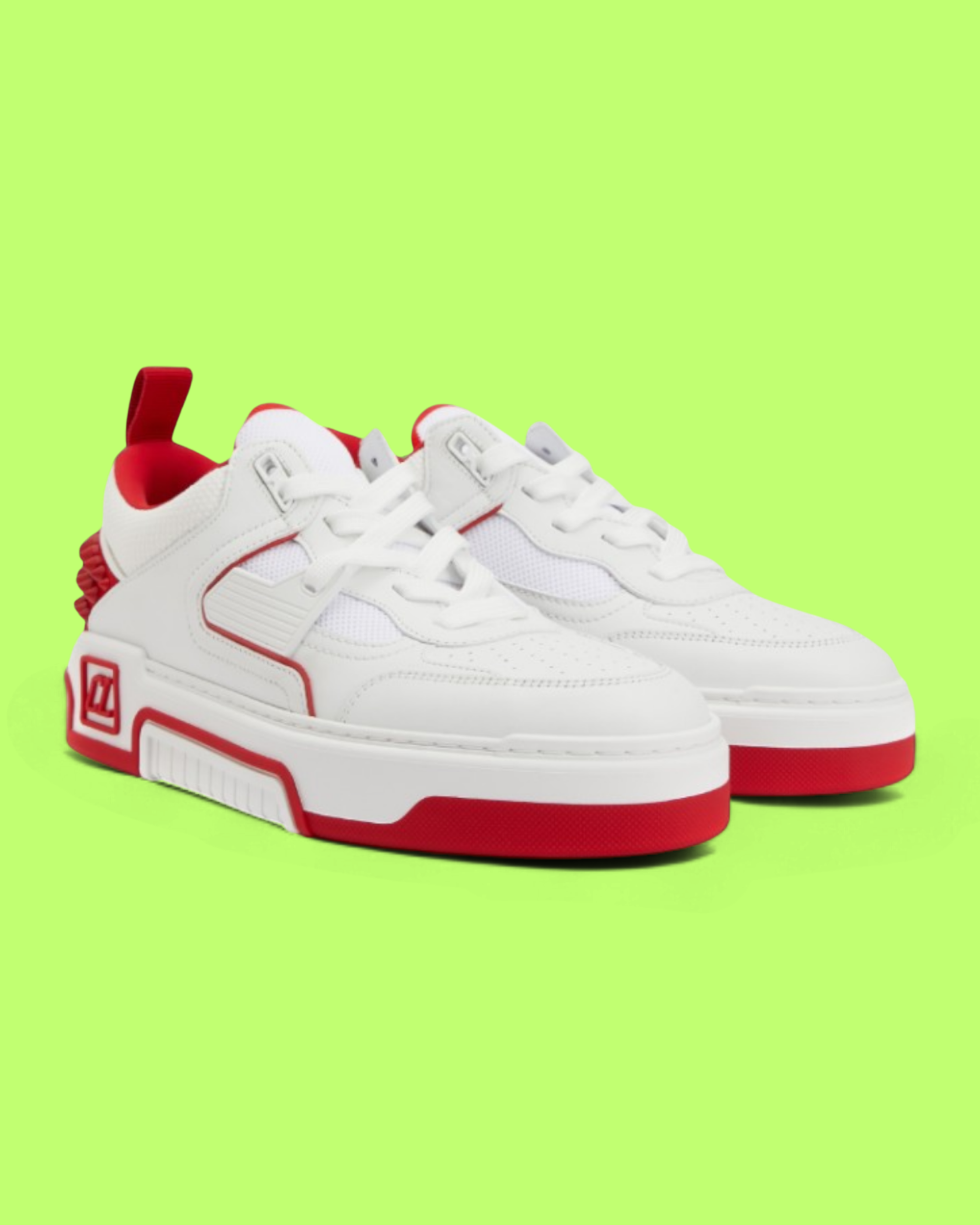 CHRISTIAN LOUBOUTIN FUN VIEIRA SPIKES WHITE RED LEATHER