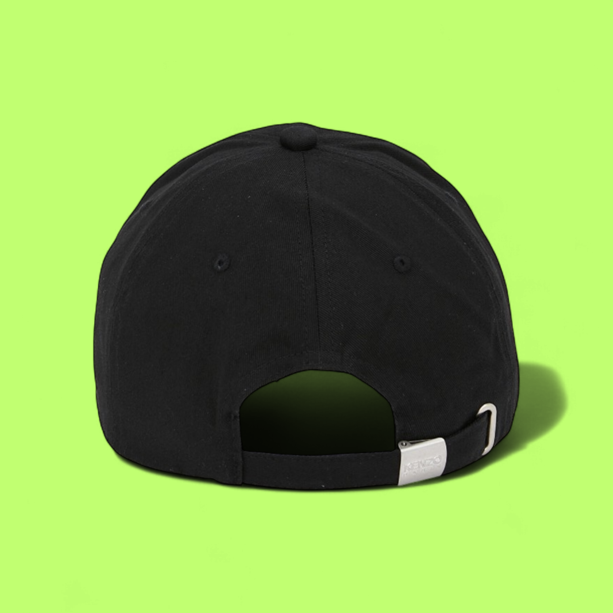 KENZO BLACK BASEBALL CAP WITH RED LOGO AND SIGNATURE DETAIL