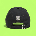 OFF-WHITE BLACK CAP WITH FLORAL AND BUTTERFLY EMBROIDERY
