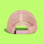 CRABBY PINK TRUCKER HAT WITH FUN EMBROIDERED CRAB PATCH