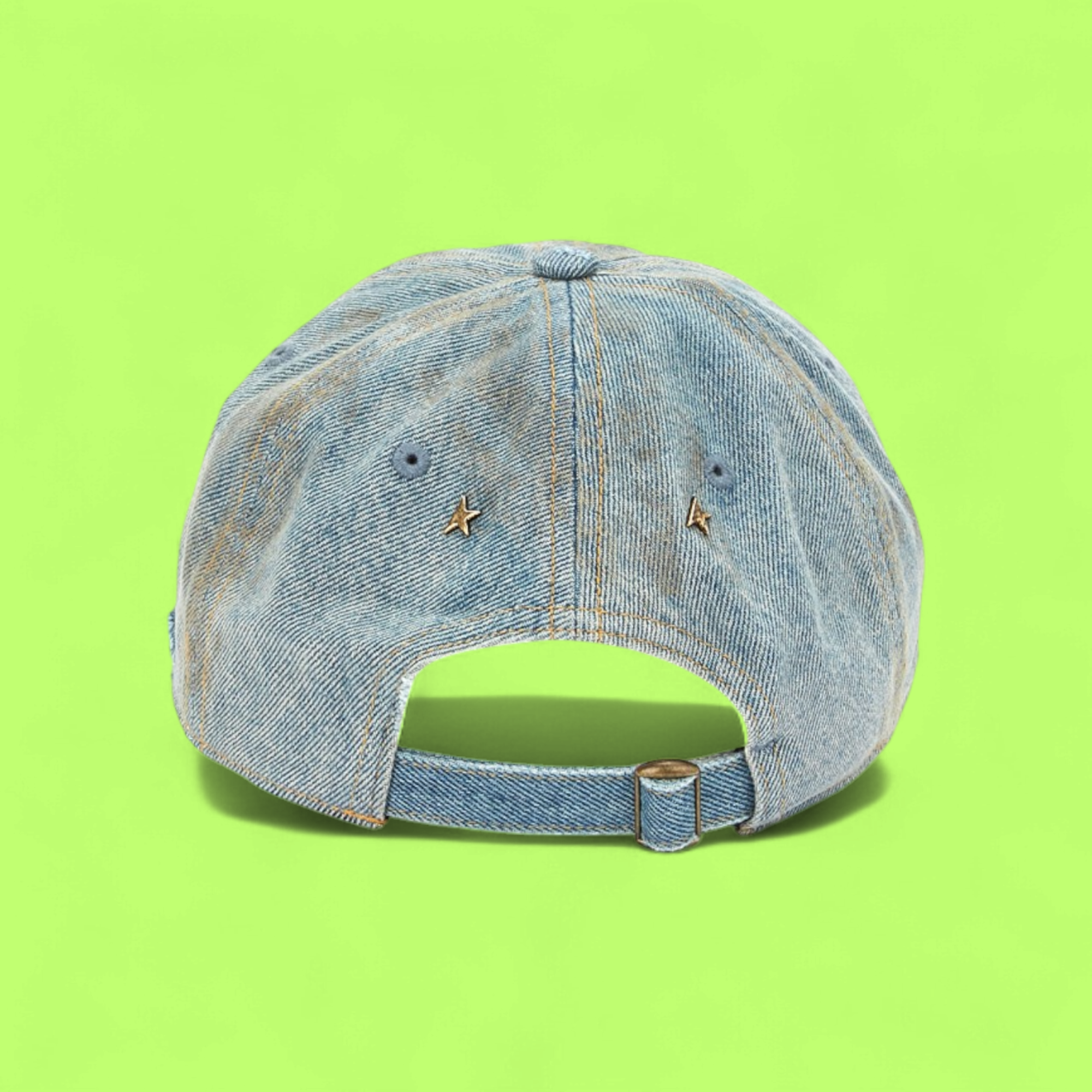 GOLDEN UNIVERSITY LIGHT BLUE DENIM DISTRESSED BASEBALL CAP