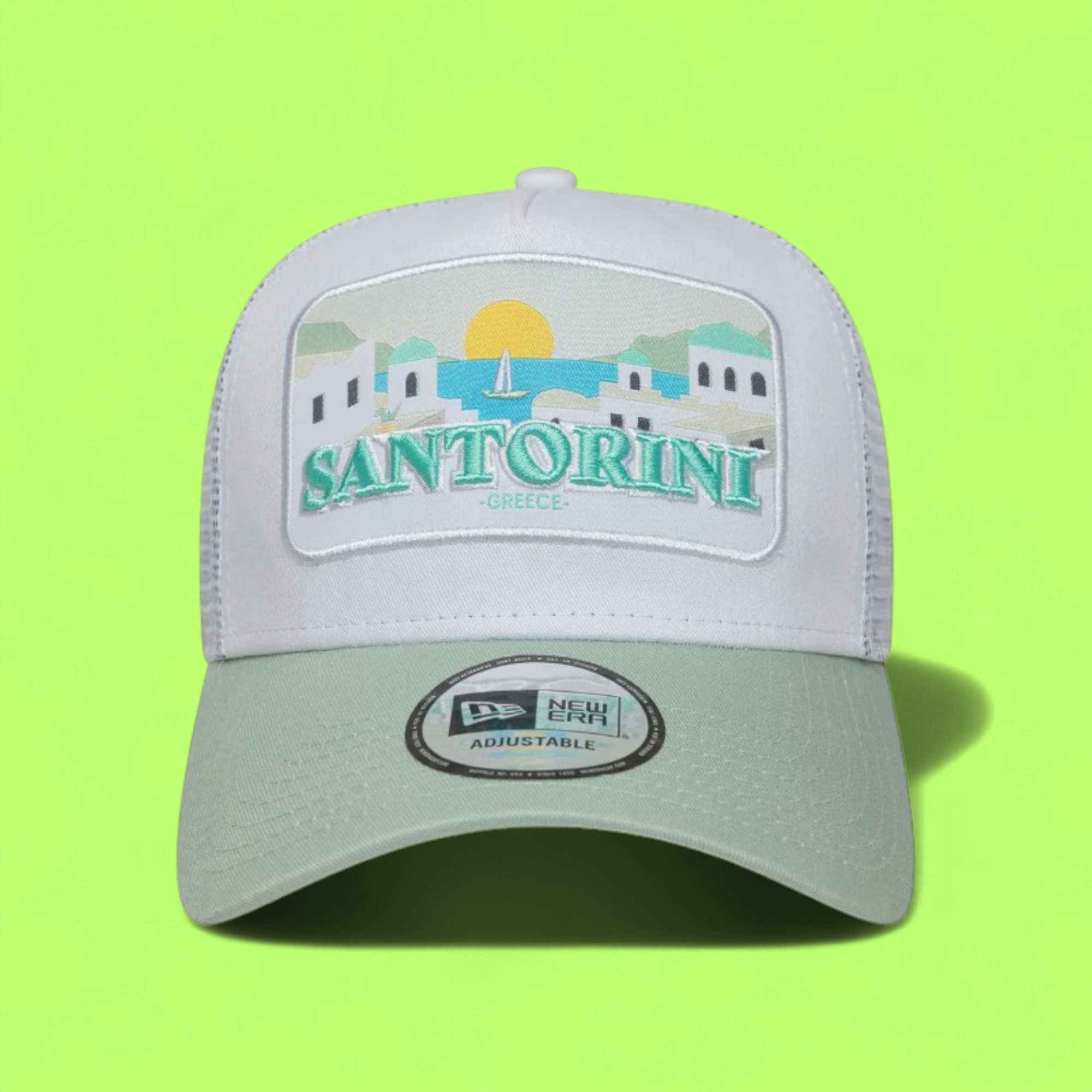 NEW ERA SANTORINI TRUCKER WHITE MINT ADJUSTABLE CAP