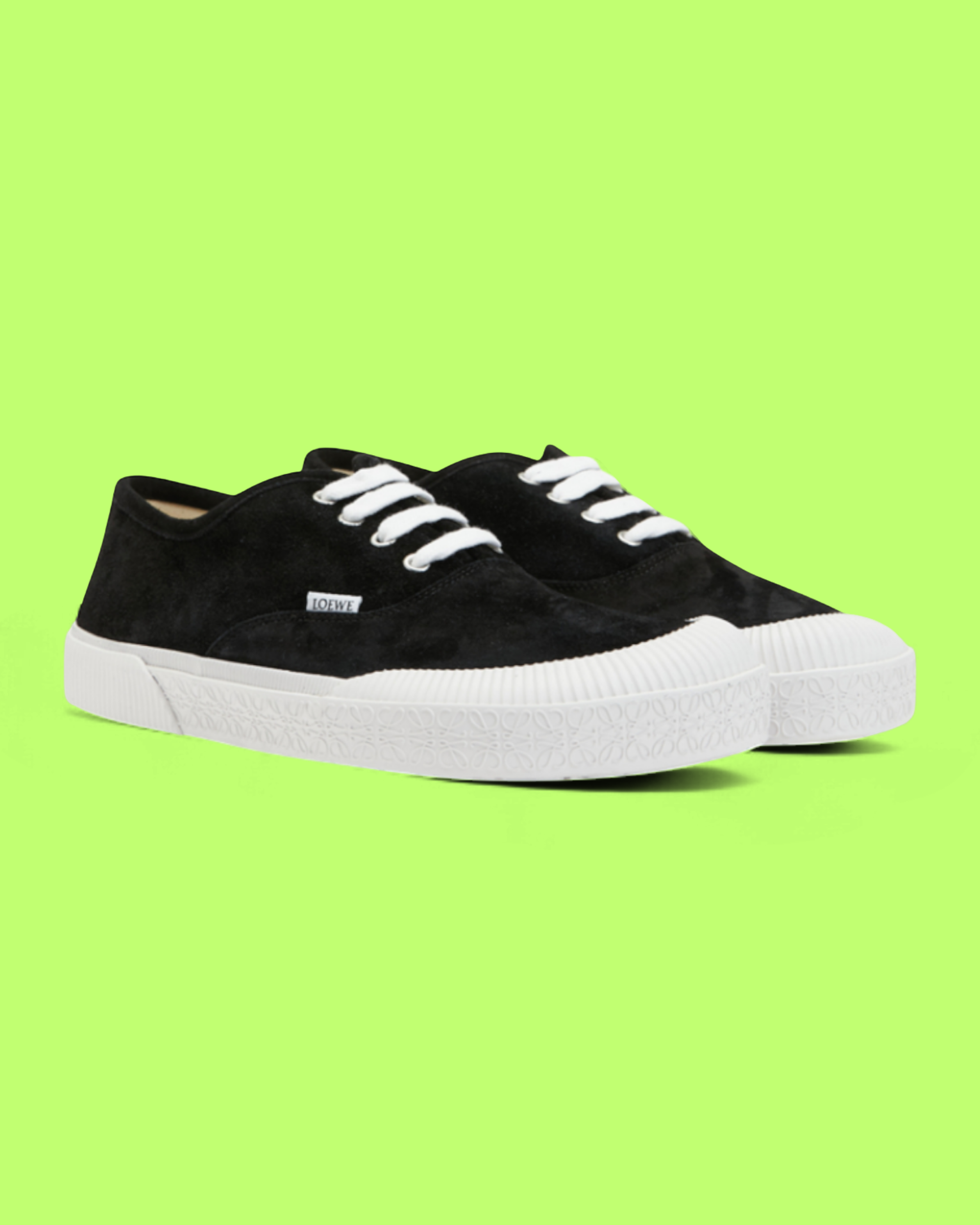 LOEWE BLACK SUEDE LOW TOP SNEAKERS WITH WHITE RUBBER SOLE