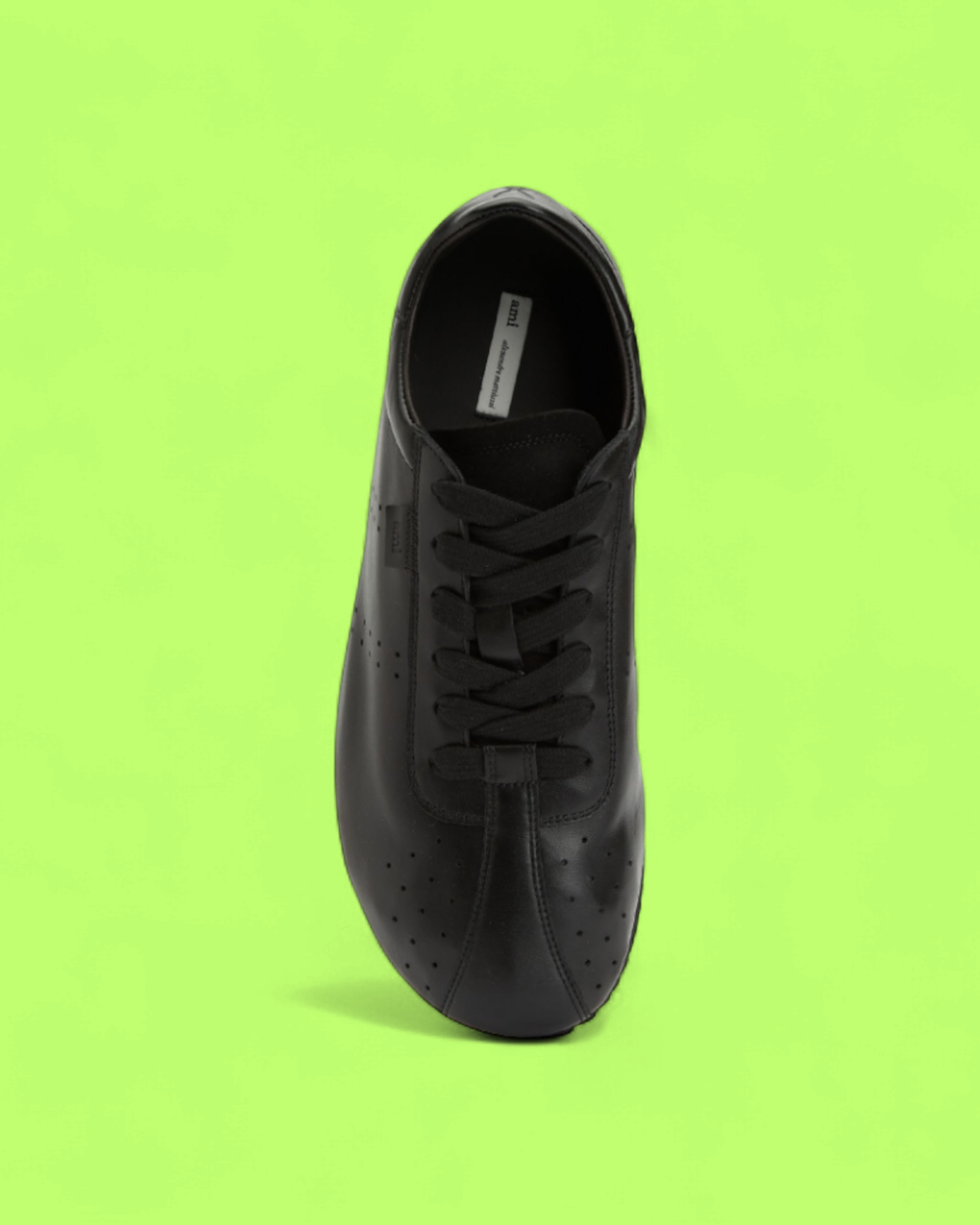 AMI PARIS BLACK MESH RUNNER SNEAKERS WITH GUM SOLE ICON CWCD