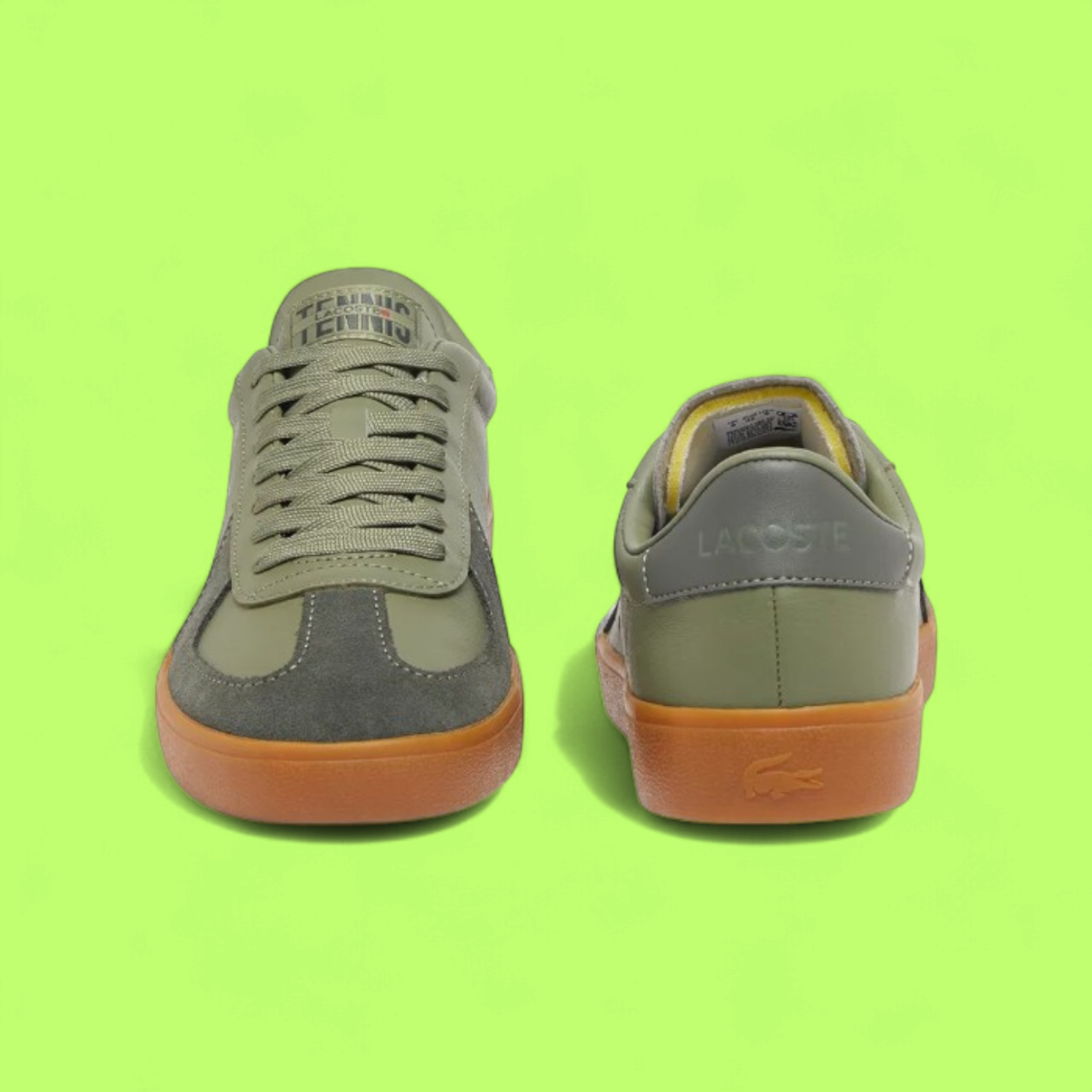 LACOSTE BASESHOT PRO MEN'S GREEN SUEDE AND MESH CASUAL SNEAKERS