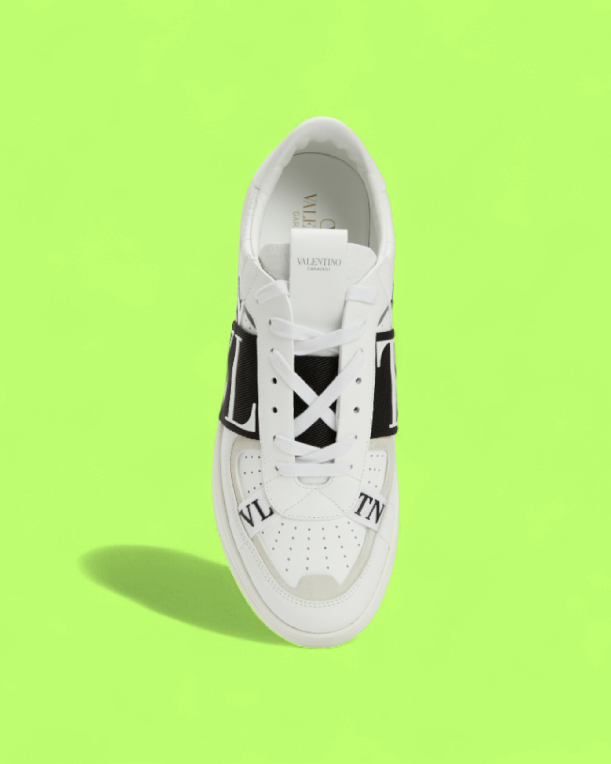 VALENTINO GARAVANI WHITE VLTN LOGO PREMIUM LEATHER SNEAKERS