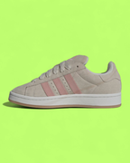 ADIDAS CAMPUS BEIGE SUEDE WITH PINK STRIPES CASUAL RETRO SHOES