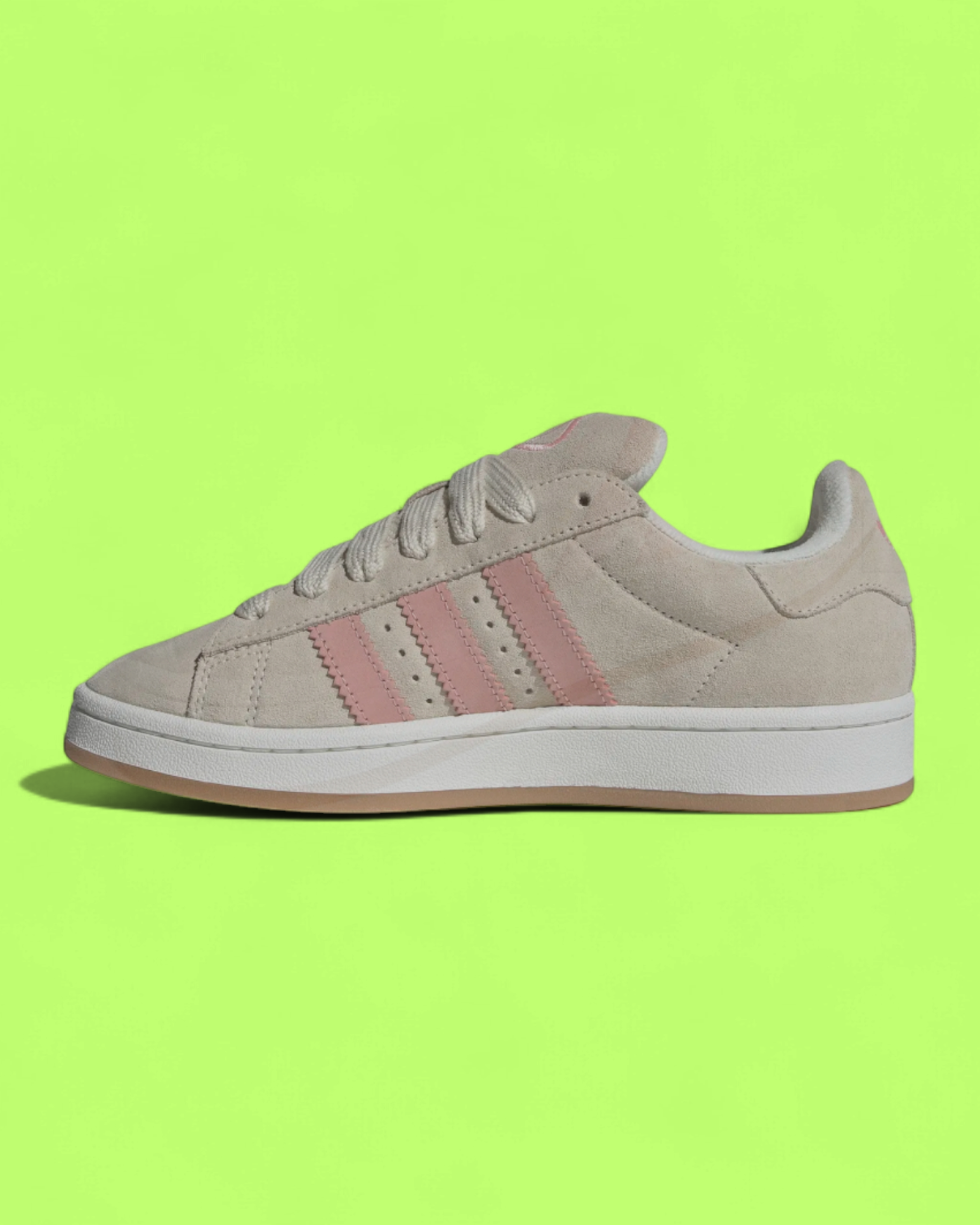 ADIDAS CAMPUS BEIGE SUEDE WITH PINK STRIPES CASUAL RETRO SHOES