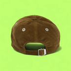 BROWN CORDUROY BASEBALL CAP WITH BLACK HEART A EMBROIDERED