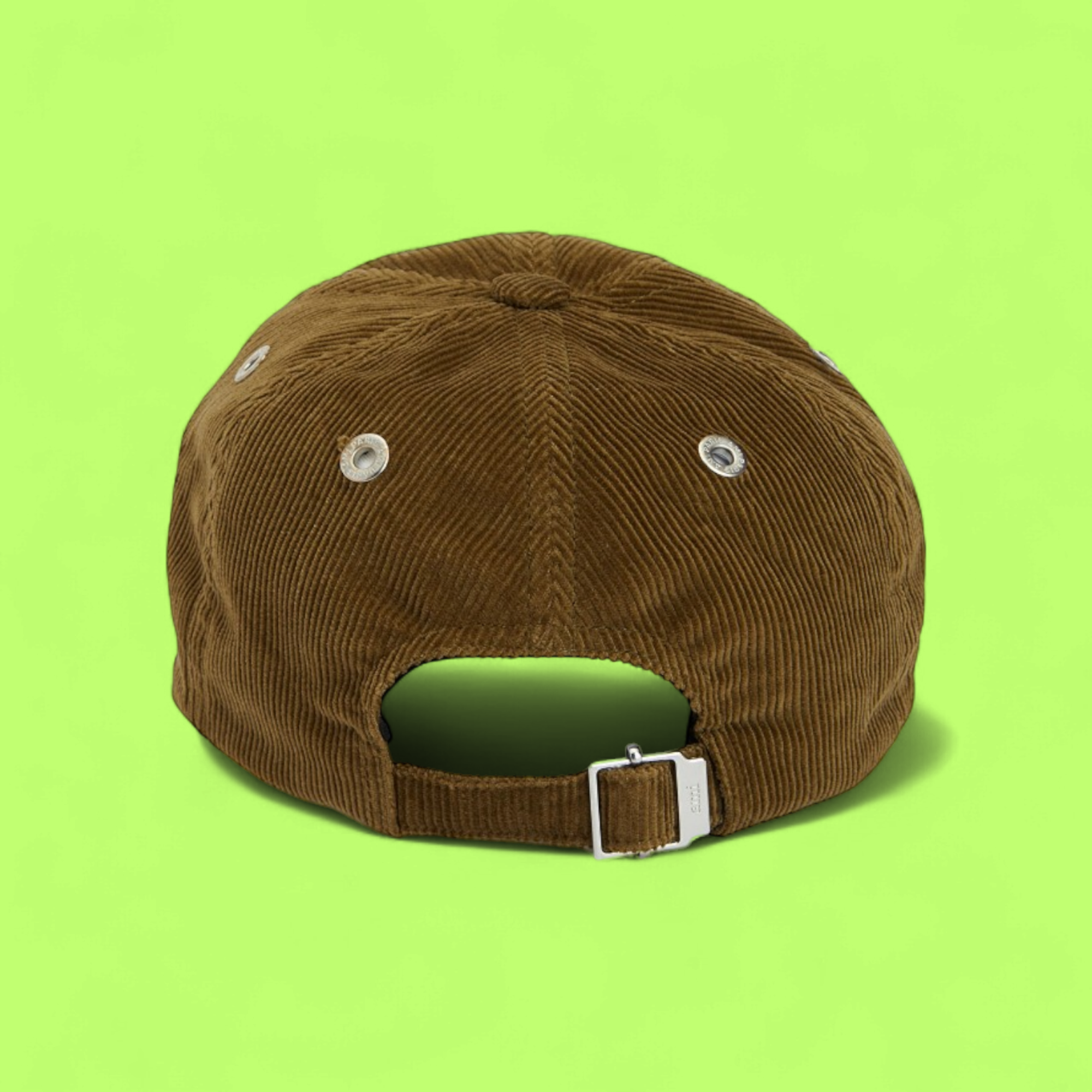 BROWN CORDUROY BASEBALL CAP WITH BLACK HEART A EMBROIDERED