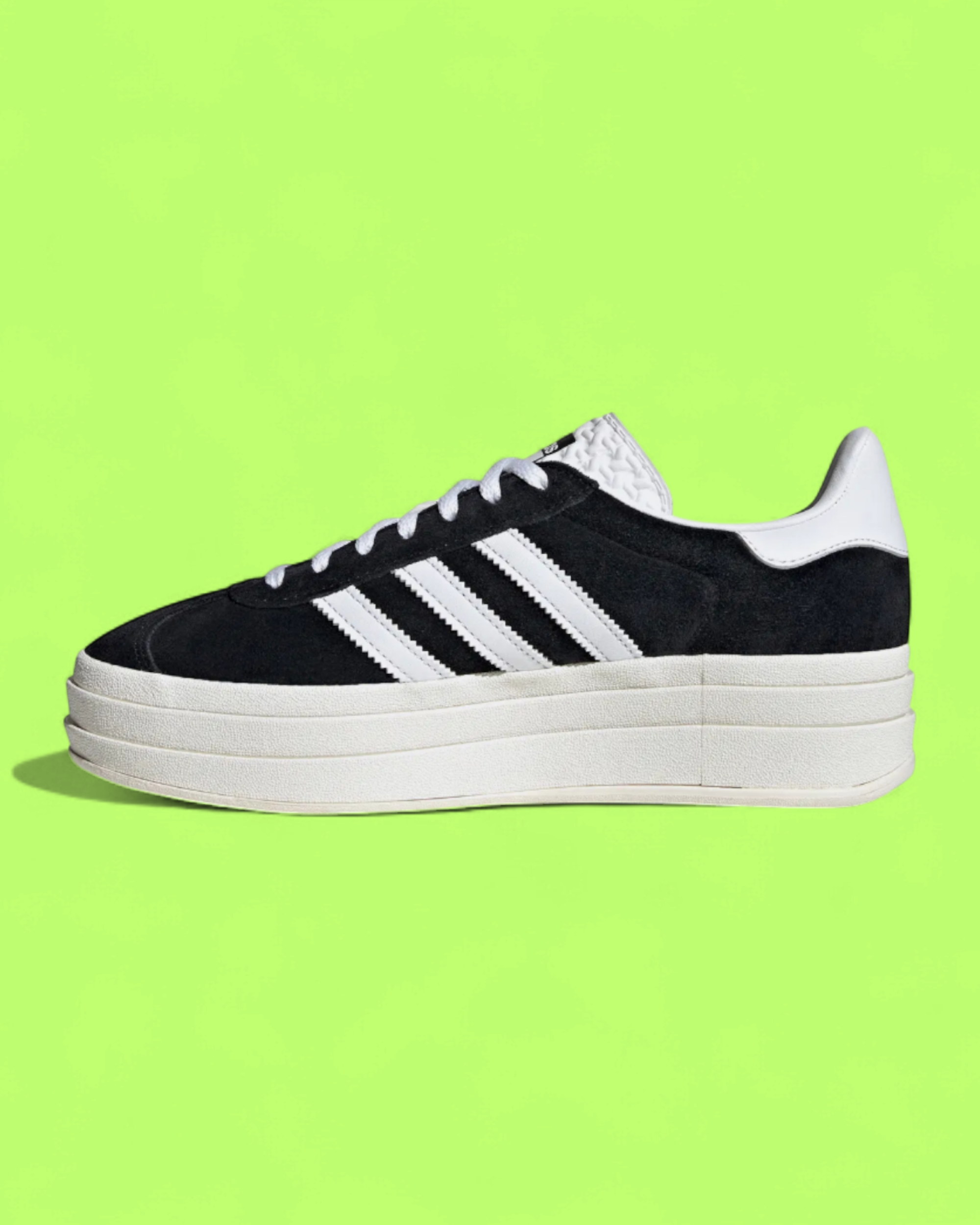 ADIDAS GAZELLE BOLD PLATFORM BLACK WHITE SUEDE SNEAKERS CWCD