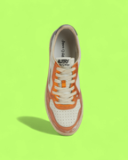 AUTRY VINTAGE ORANGE GREY LEATHER LOW TOP CASUAL SNEAKERS