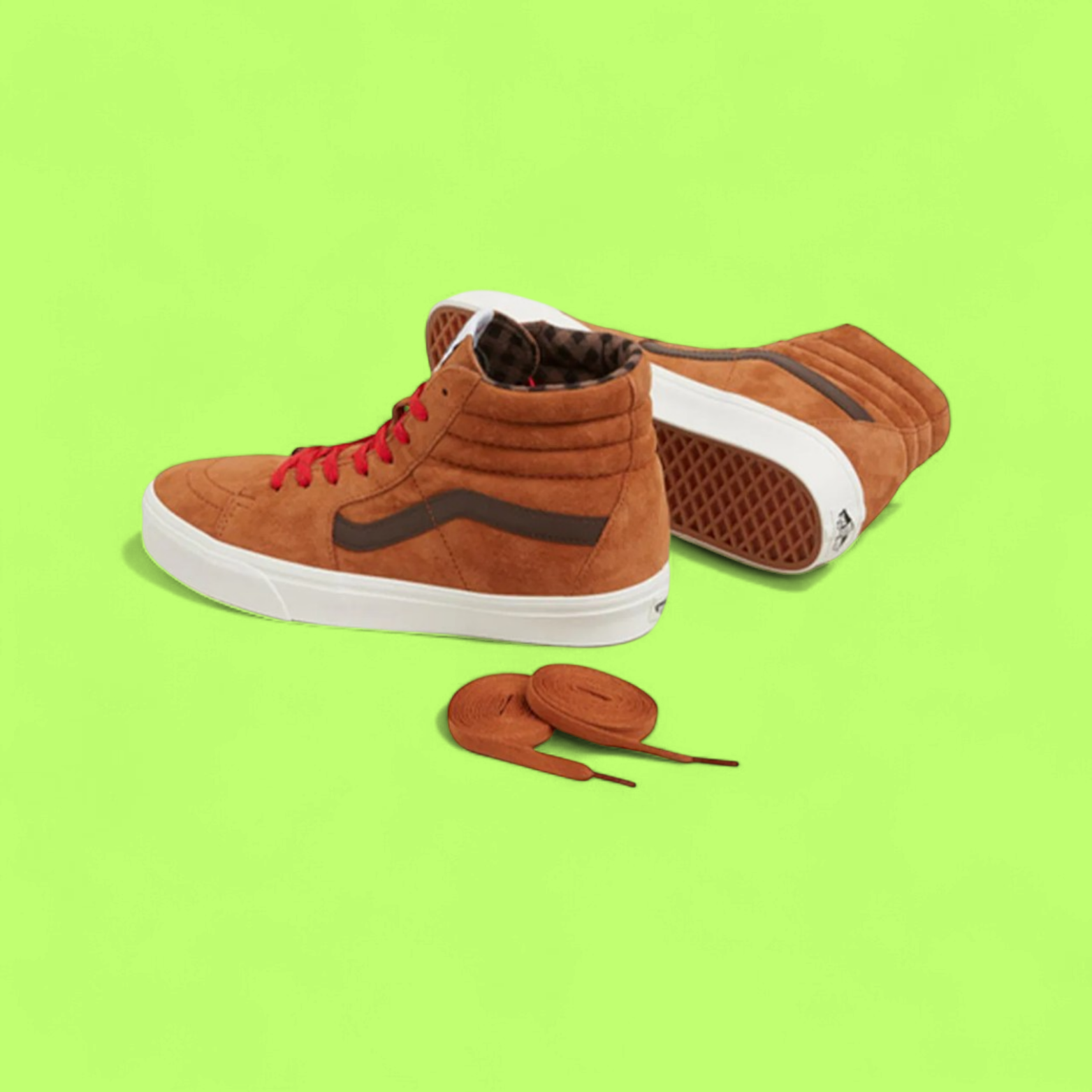 VANS HIGH BROWN SUEDE RED LACES STREET STYLE SHOES CWCD