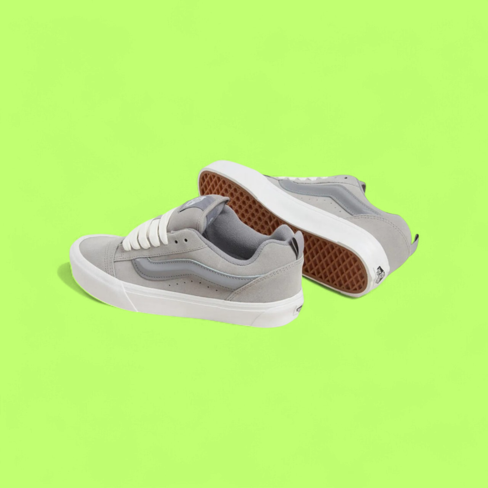 VANS KNU SKOOL MEN'S GREY SUEDE AND CANVAS LOW-TOP SNEAKERS