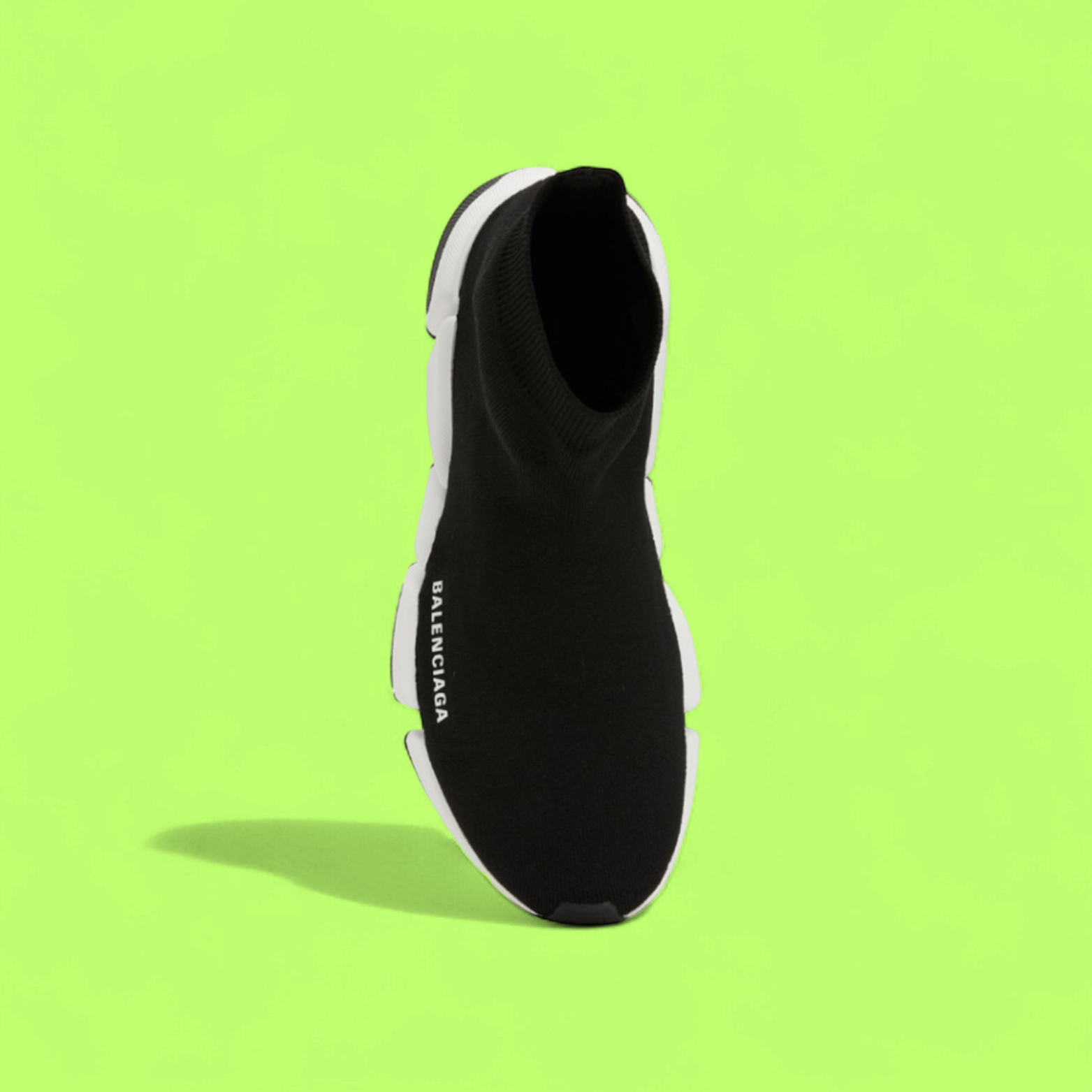 BALENCIAGA SPEED TRAINER KNIT BLACK WHITE SOLE SNEAKERS