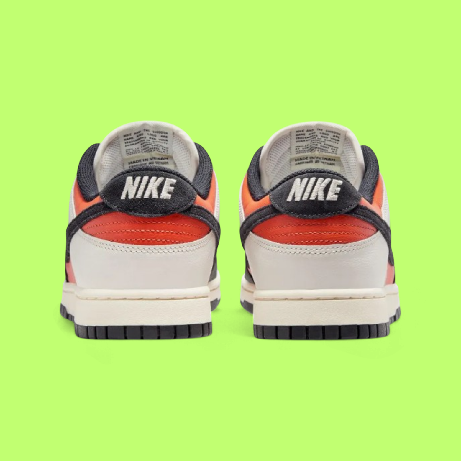 NIKE DUNK LOW RETRO MEN'S BLACK ORANGE LEATHER CASUAL SNEAKERS