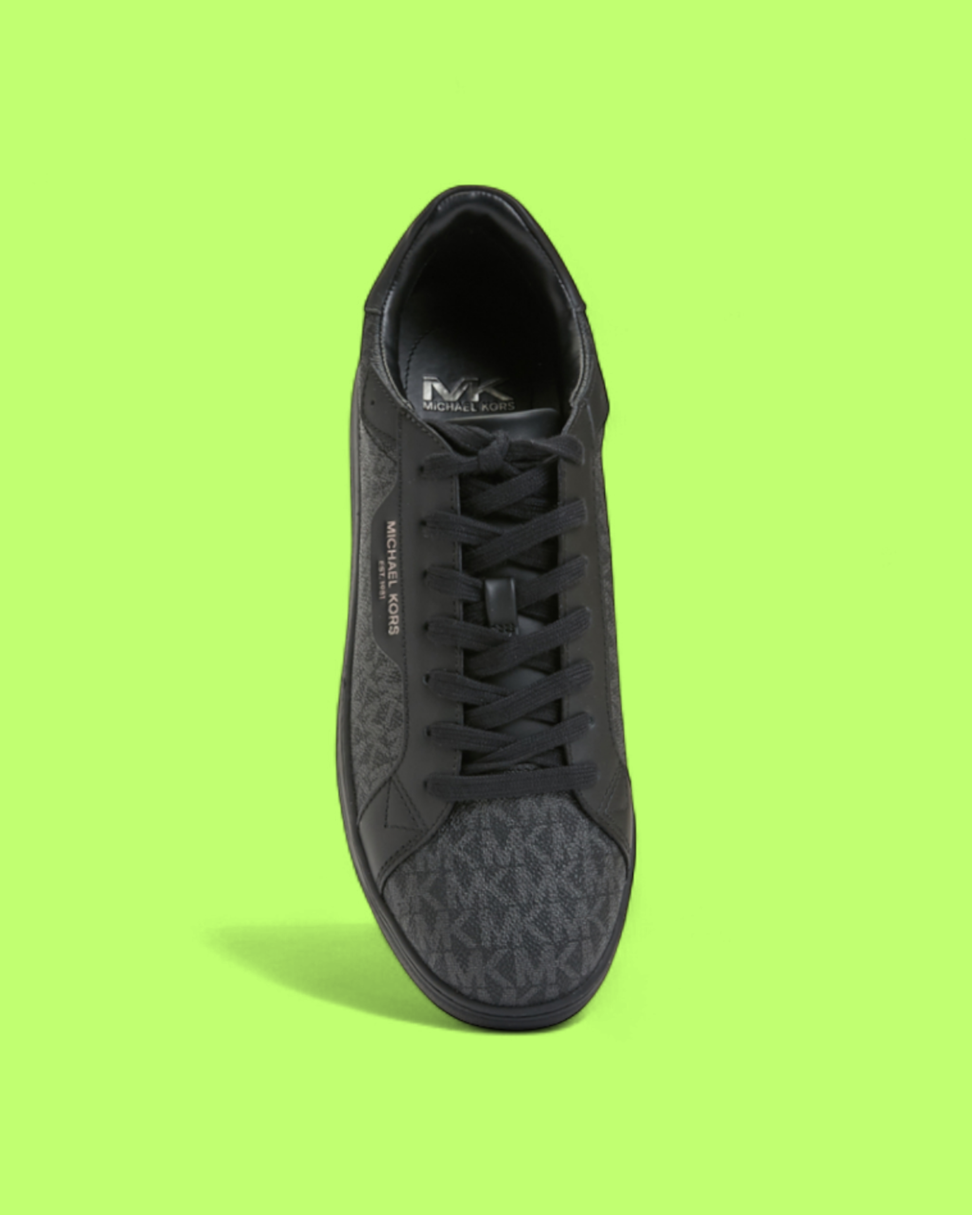 MICHAEL KORS MONOGRAM LOGO BLACK LOW TOP SNEAKERS CWCD