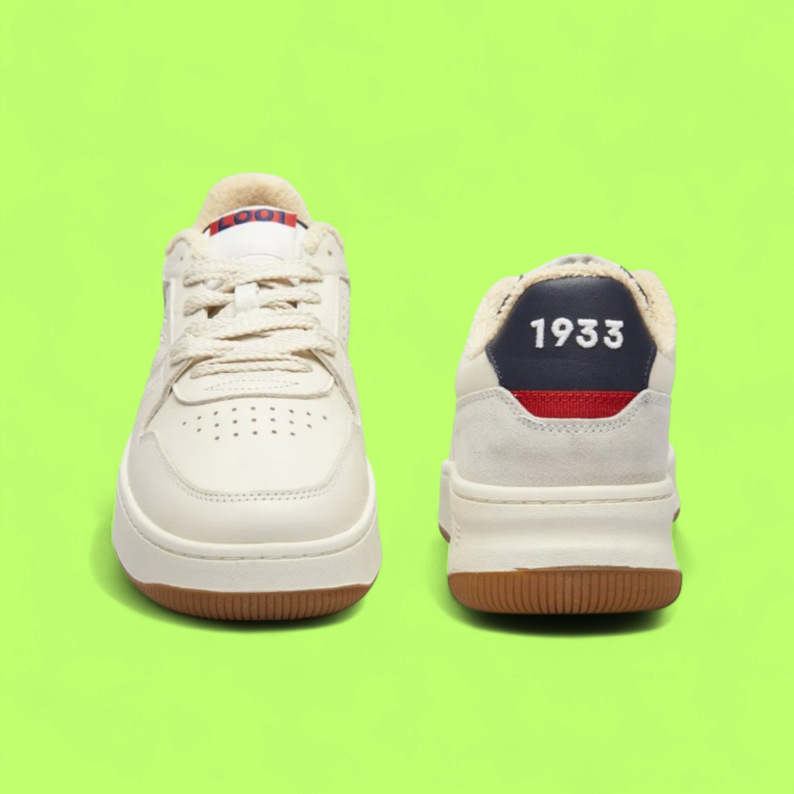 LACOSTE L001 SET MEN'S BEIGE LEATHER AND SUEDE CASUAL SNEAKERS